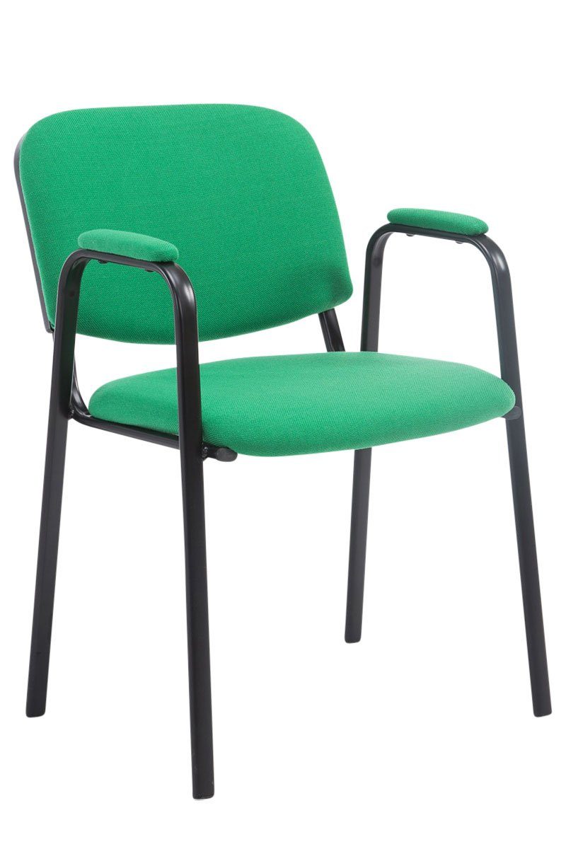 TPFLiving Besucherstuhl Keen mit hochwertiger Polsterung - Konferenzstuhl (Besprechungsstuhl - Warteraumstuhl - Messestuhl), Gestell: Metall schwarz - Sitzfläche: Stoff grün | Besucherstühle