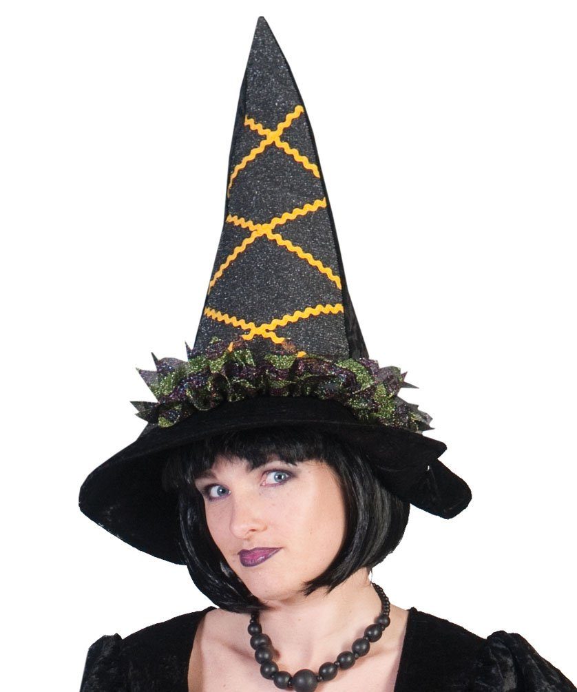 Karneval-Klamotten Hexen-Kostüm Schwarz grüne Hexe Hexenkleid Damen MIT Hexenhut, Frauenkostüm Halloween schwarz grün