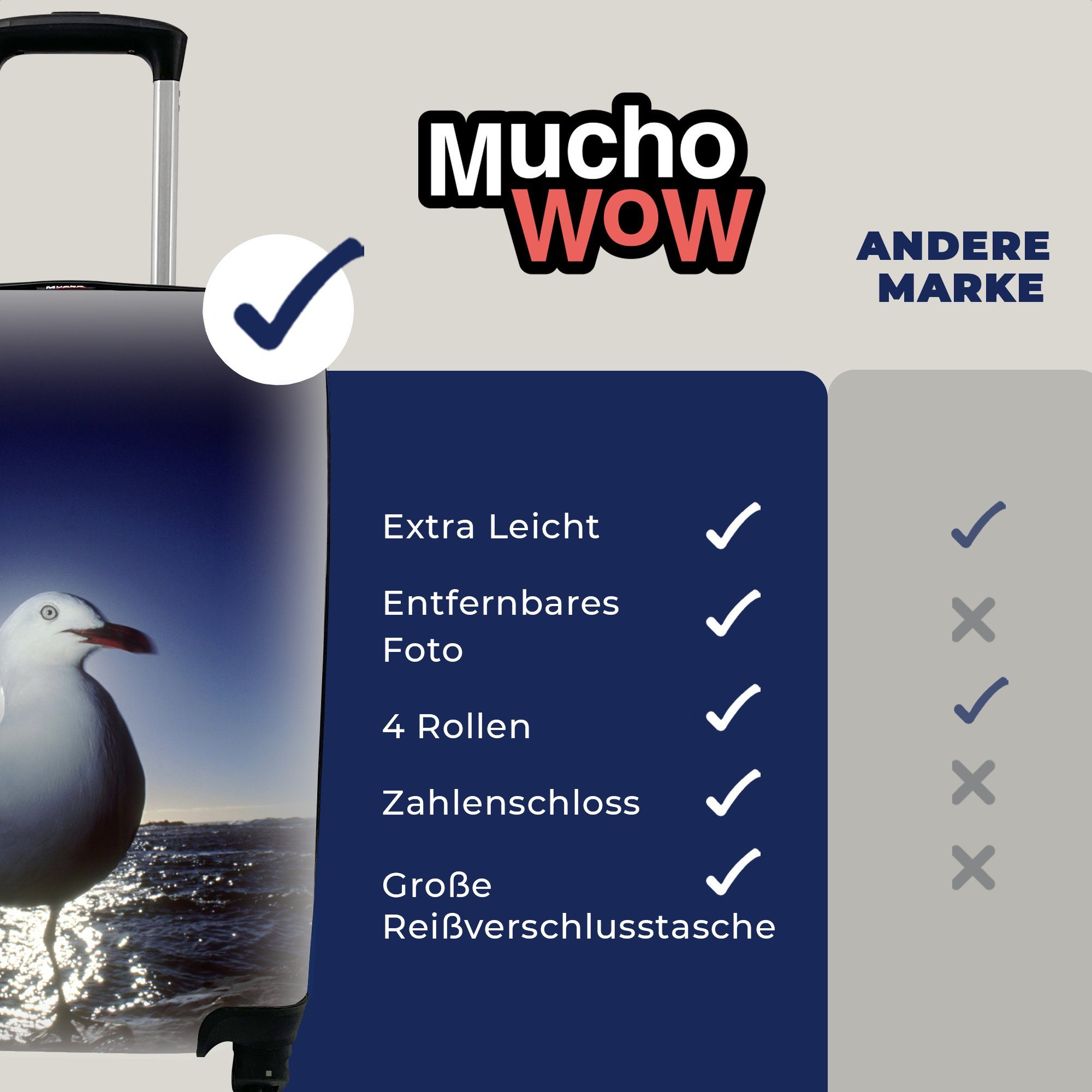 MuchoWow Handgepäckkoffer Weißkopfmöwe 4 Ferien, mit rollen, für Sonnenuntergang, Reisetasche bei Trolley, Reisekoffer Handgepäck Rollen