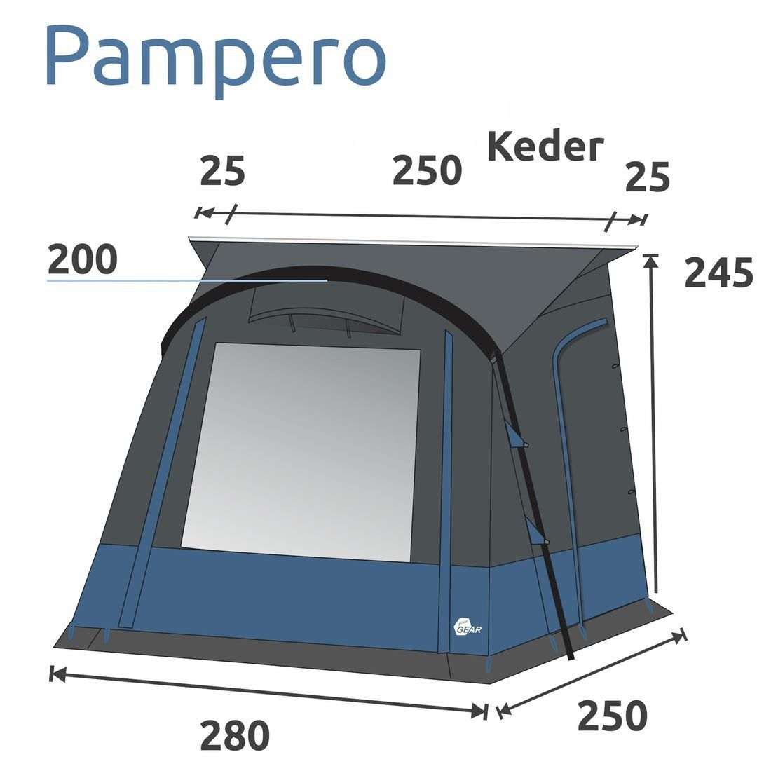 your GEAR Caravan Pampero Vorzelt Zelt, - yourGEAR Wohnwagenvorzelt 280 Reise-Vorzelt, Personen: 0