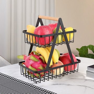 Vicbuy Obstschale Obstkorb 2 Stöckig Obstschale Abnehmbar Obst Halter, Eisen, Küche Ablagekorb Gemüsegestell Obst Gemüse Brot Snacks Korb