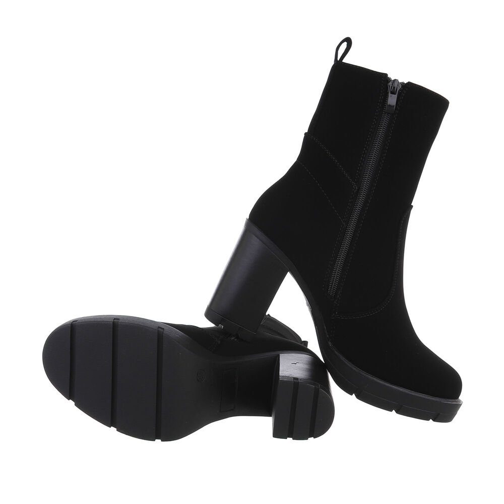 Freizeit Damen Ital-Design Stiefeletten Blockabsatz Schwarz in High-Heel High-Heel-Stiefelette