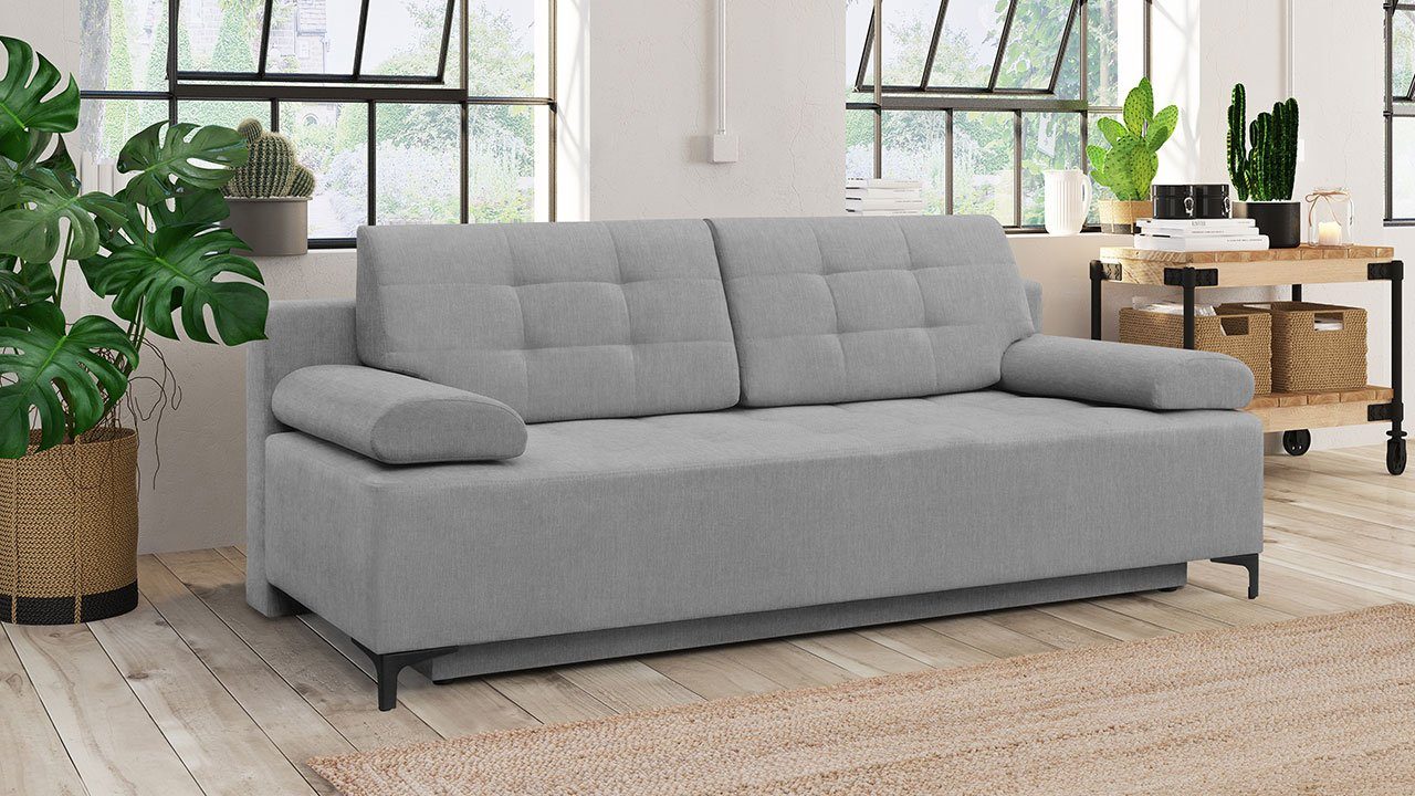 MIRJAN24 Schlafsofa Fabio, mit Bettkasten und Schlaffunktion, Füße aus Metall, Kissen mit Reißverschluss