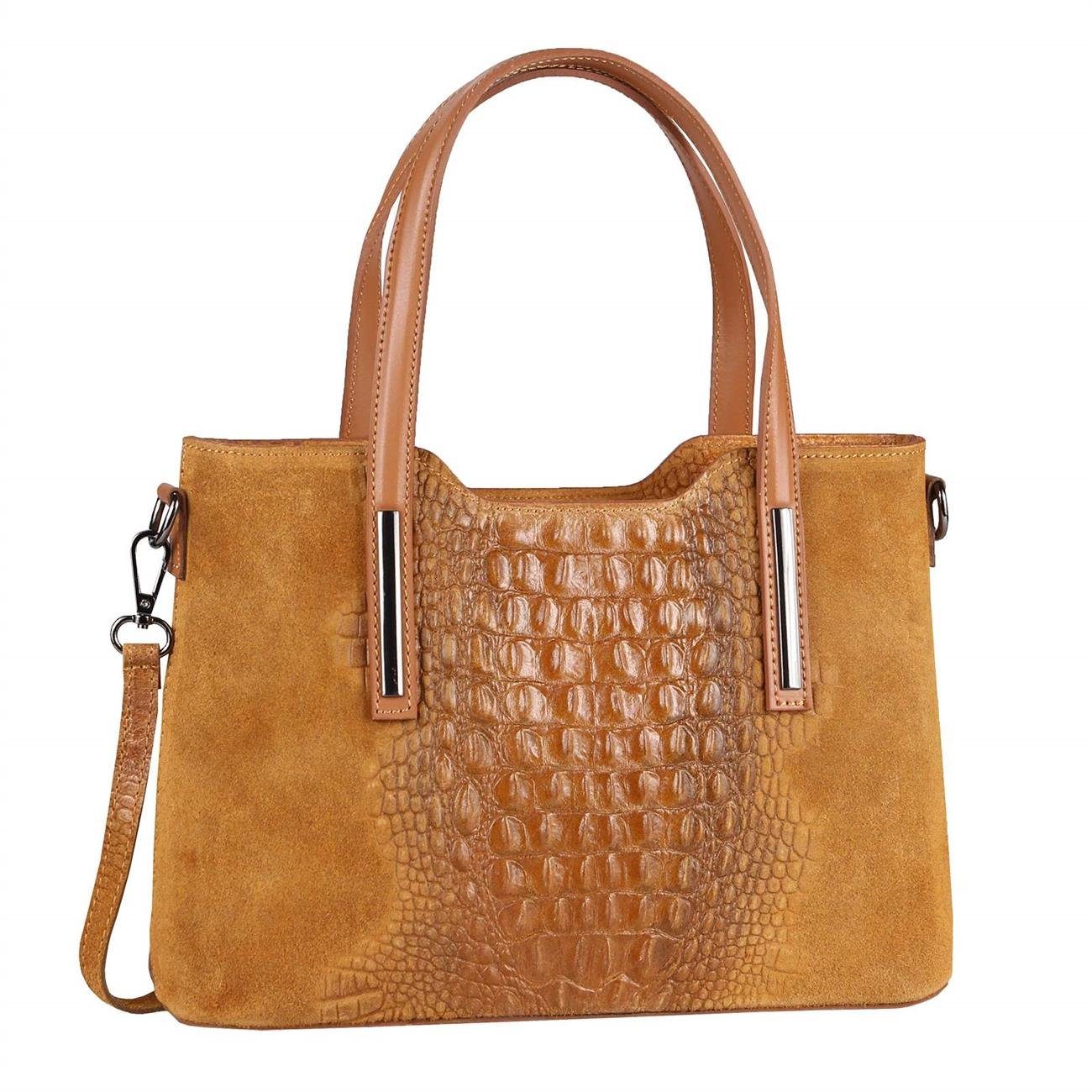 ITALYSHOP24 Schultertasche Made in Italy Damen Leder Handtasche, als CrossOver, Umhängetasche, Shopper tragbar