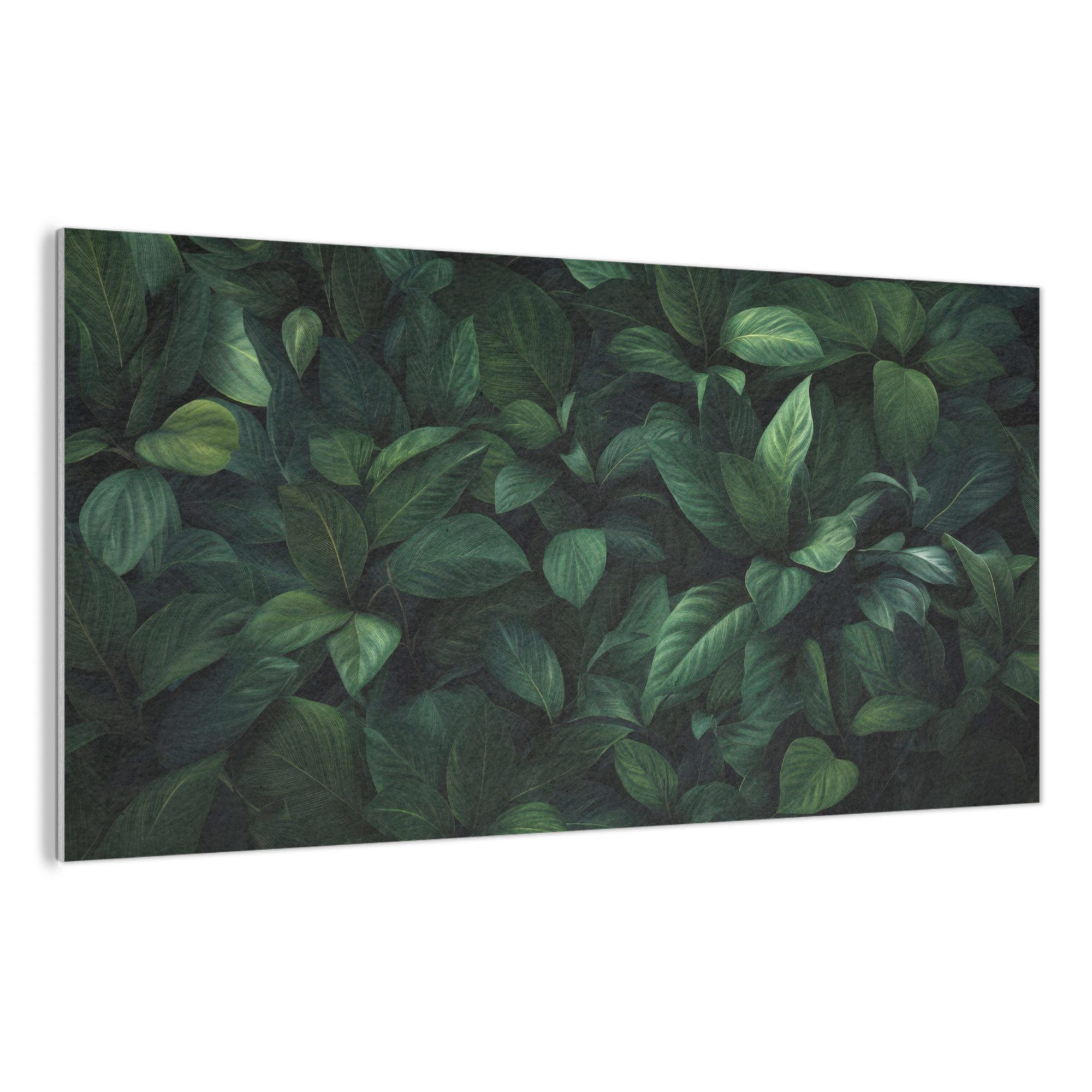MuchoWow Gemälde Blätter - Oval - Grün - Adern, Fotodruck (1 St), Akustikbilder PET-Filz, Wandpaneele, Groß, Akustikpaneele 200x100 cm