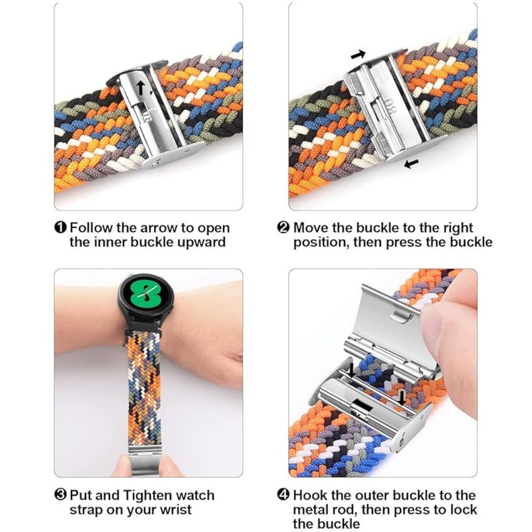 Gear mit 6 Uhrenarmband Galaxy Grau Watch Armband 5 Magnetverschluss 4 Geflochtenes Classic, Pro Uhrenarmband SmartUP #3 verstellbaren Samsung für