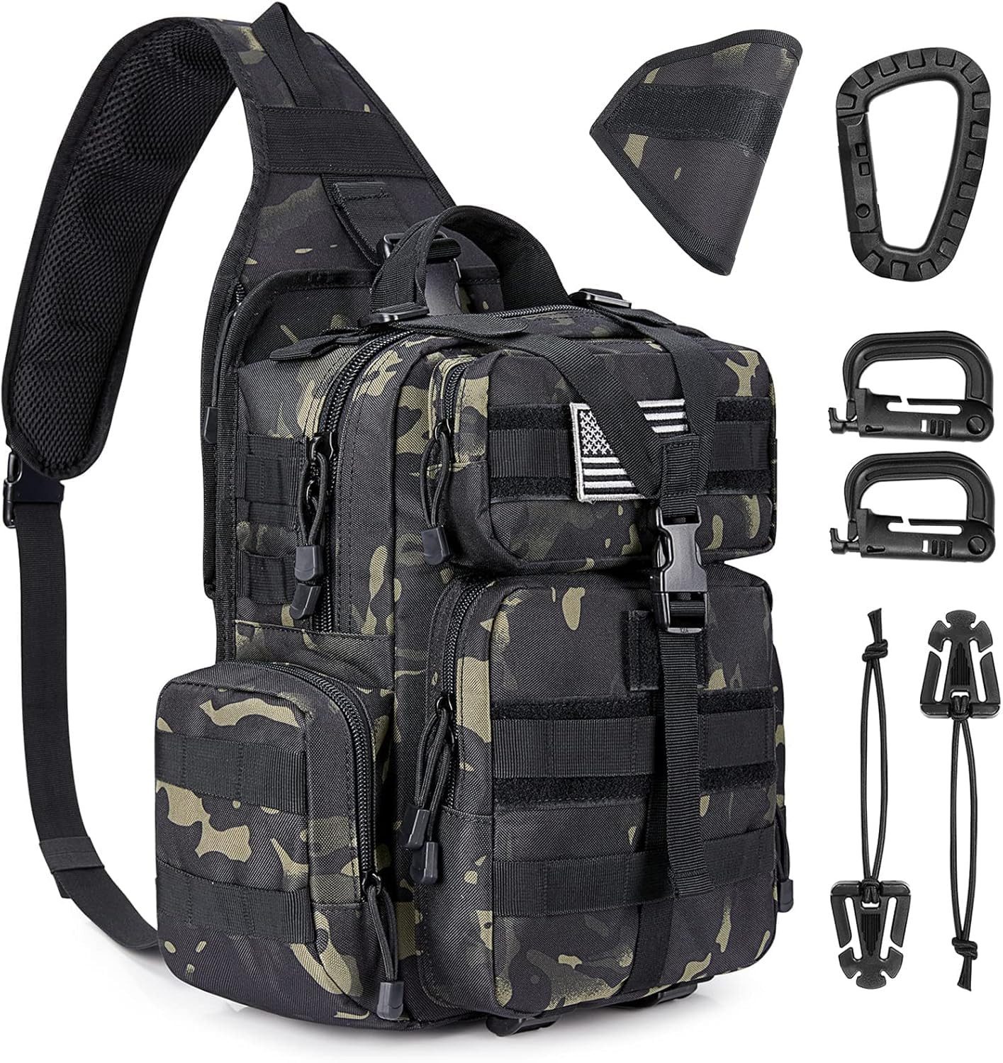 G4Free Umhängetasche Große taktische Schultertasche, Ein-Schulter-Rucksack, Taktische EDC-Schultertasche, MOLLE-Schultertasche im Militärstil
