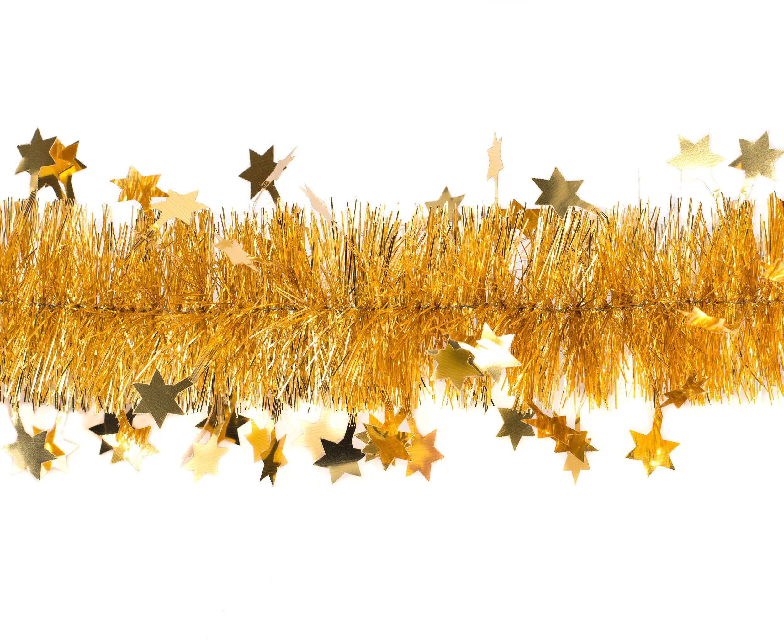 Creativery Гирлянда декоративная, Weihnachtsgirlande Lametta 8cm x 3m inkl. kleine Sterne Gold