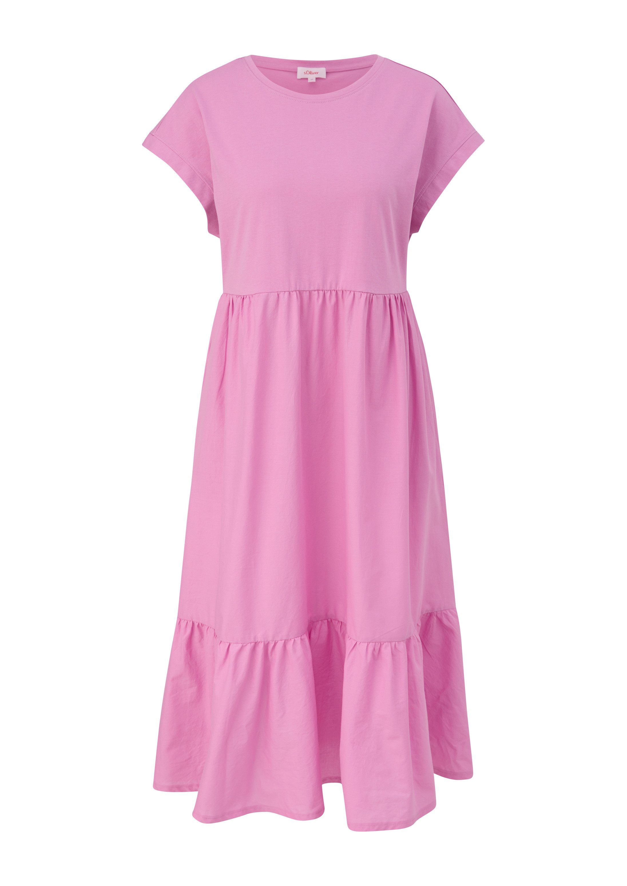 s.Oliver Midikleid Kleid Luftiges Baumwollkleid im Fabricmix und Relaxed Fit