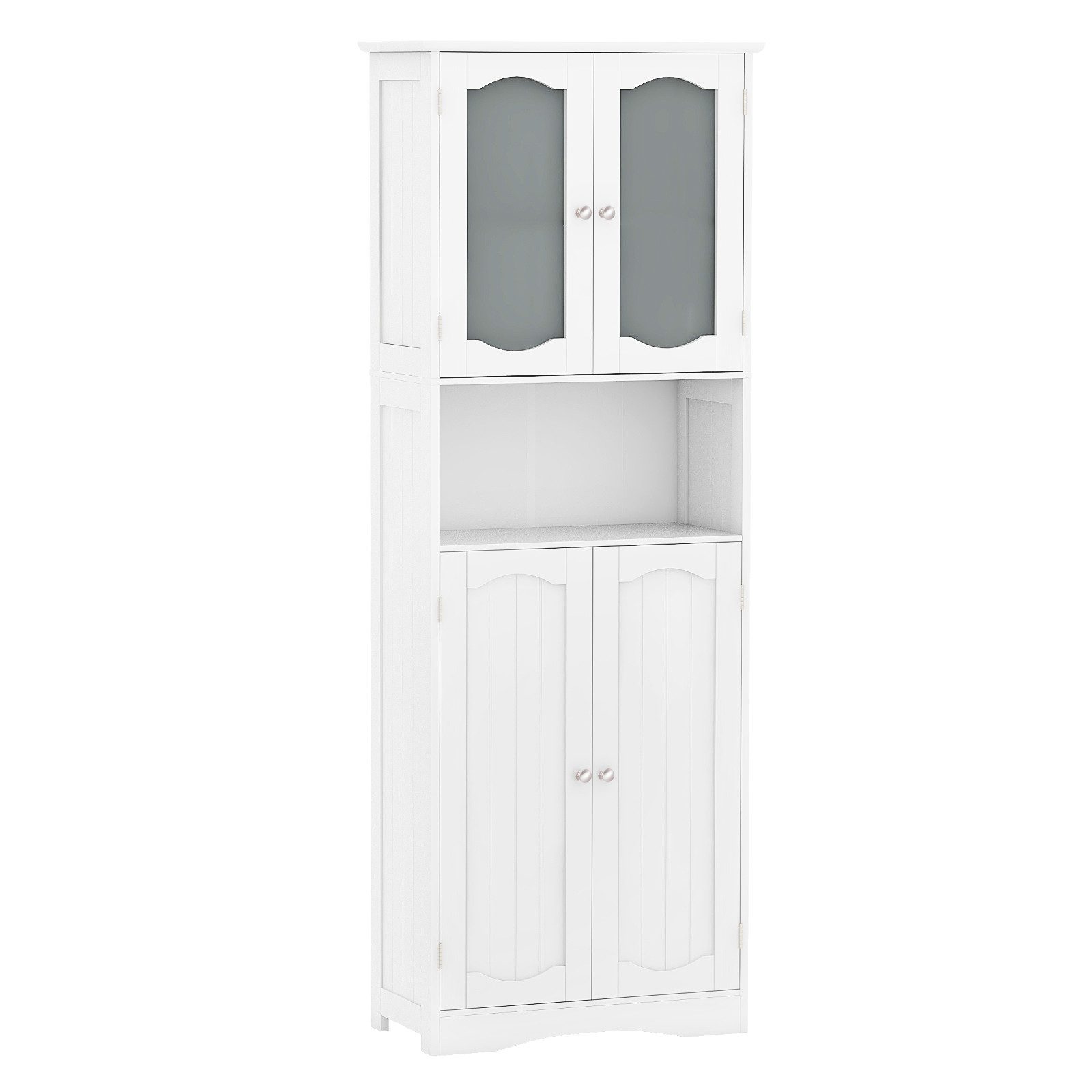 KOMFOTTEU Hochschrank Badschrank mit 4 Türen & Ablage