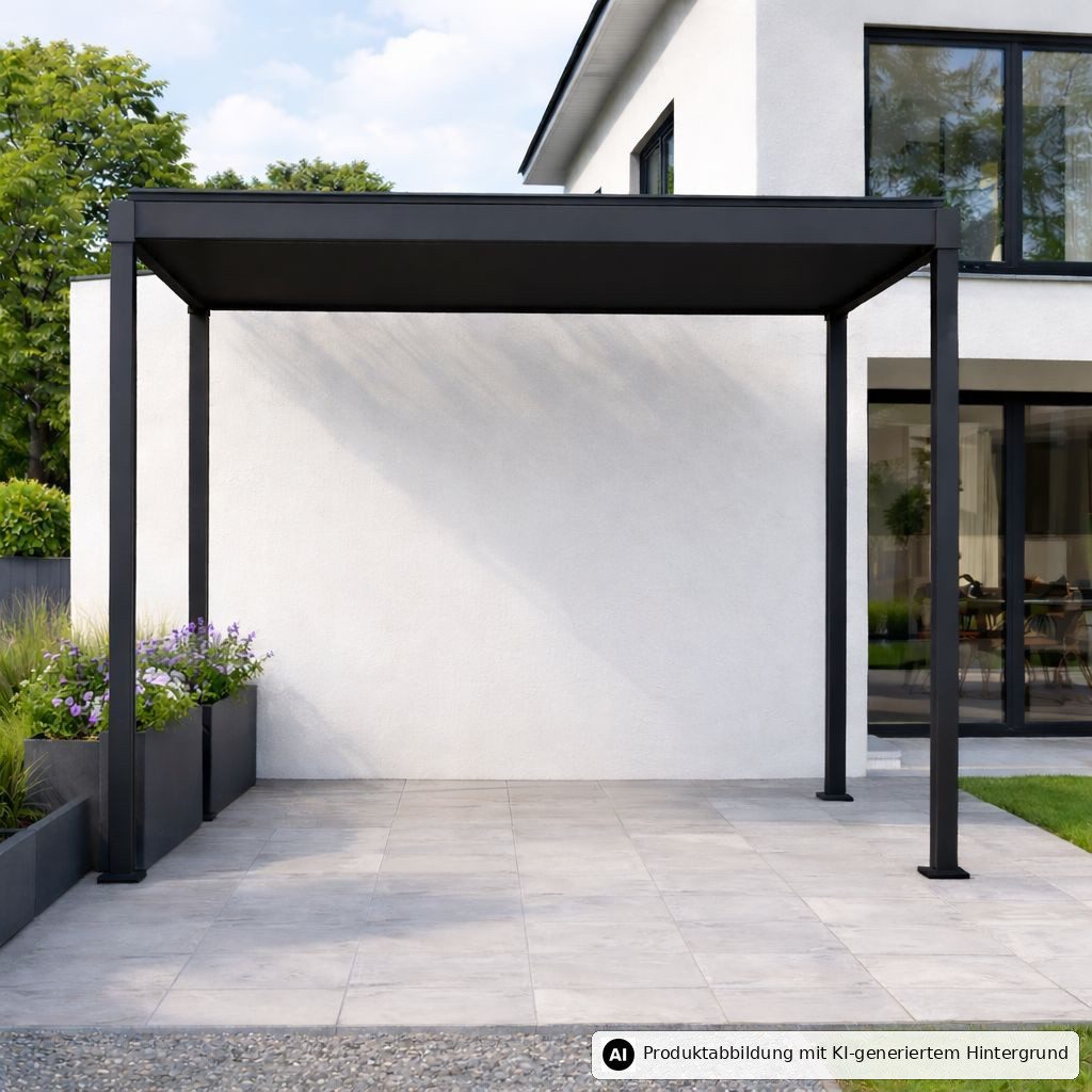 Leco Pavillon Pergola Überdachung Lamellenpergola Sonnenschutz Sonnendach FREE, (Zubehör separat erhältlich wie Rollo, Seitenwand), Gestell aus Stahl pulverbeschichtet