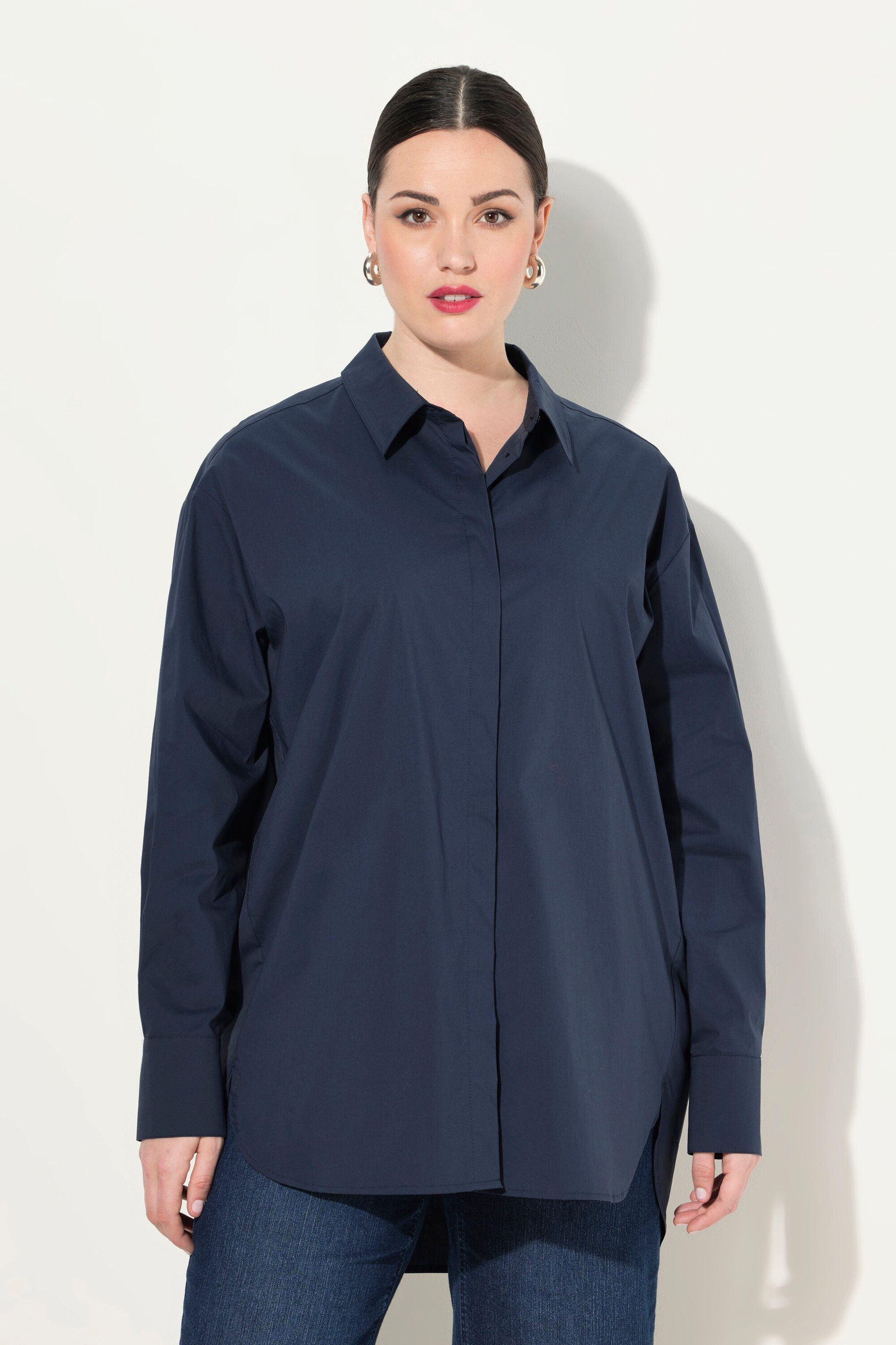 Ulla Popken Hemdbluse Hemdbluse oversized Langarm günstig online kaufen