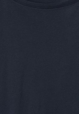 Cecil T-Shirt Cecil T-Shirt mit Raffdetails in Deep Blue (1-tlg) Raffung