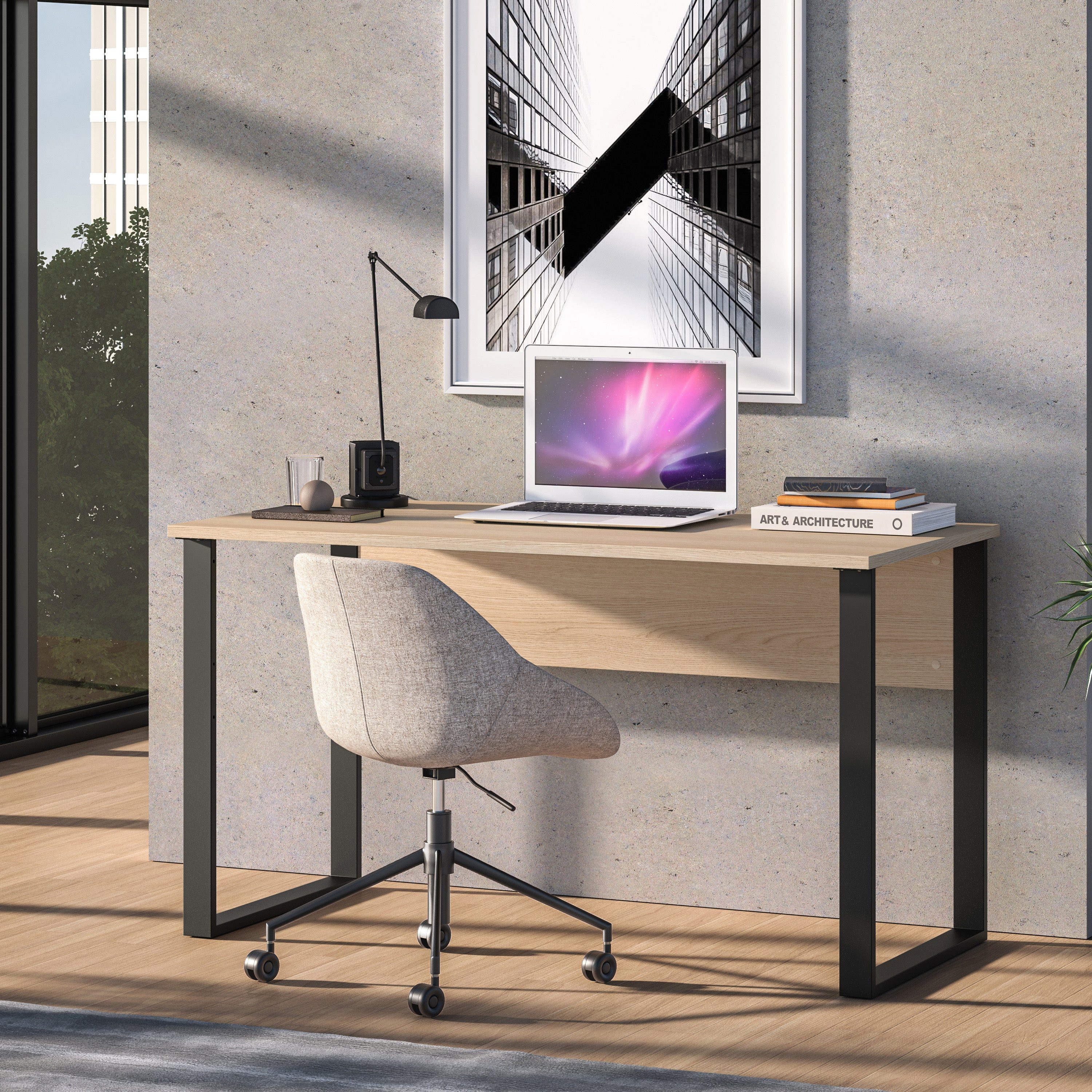 Selsey Schminktisch ODELIS, Schreibtisch 138 x 68 cm, große Arbeitsfläche für zwei Monitore