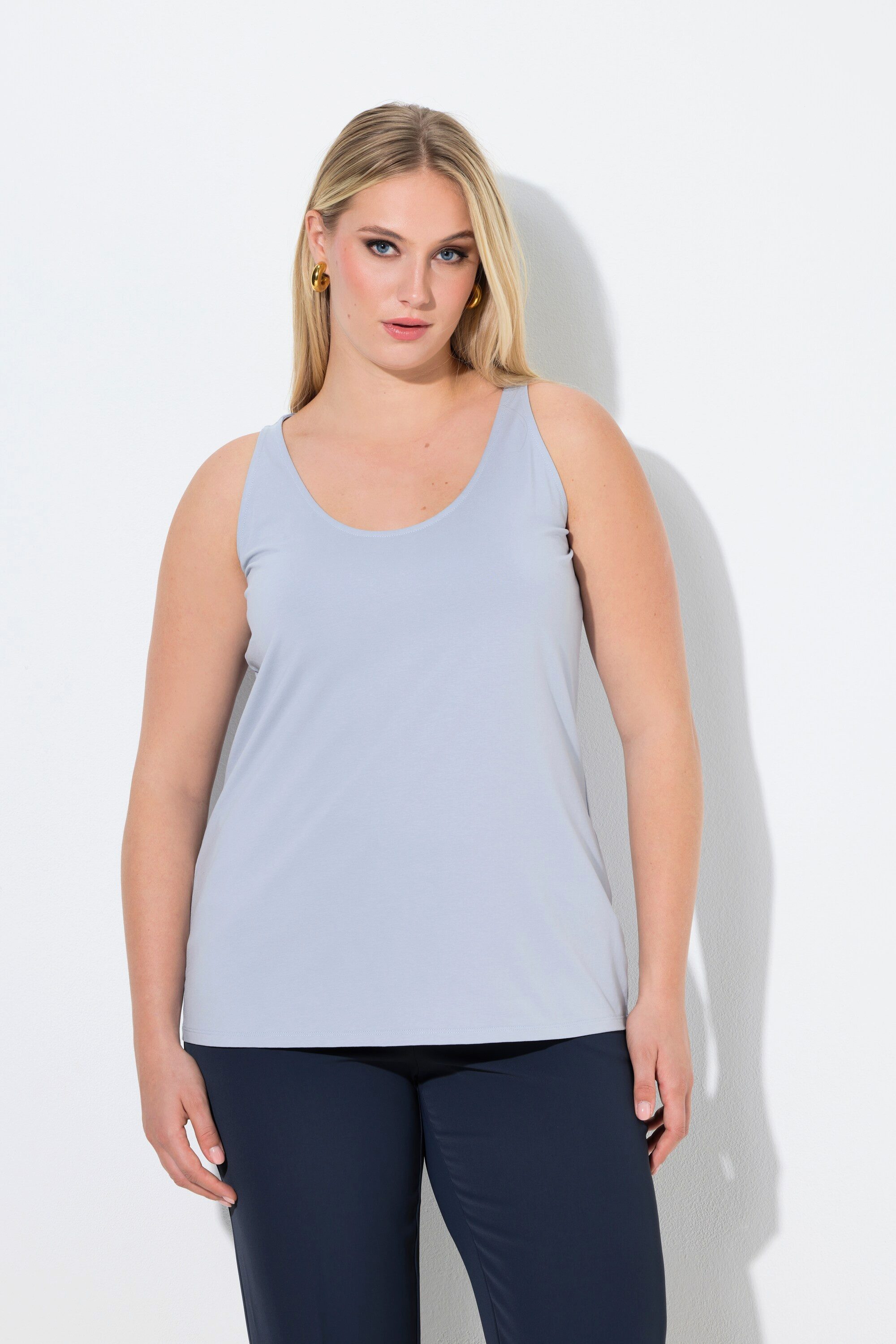 Ulla Popken Longtop Unterziehtop Slim Rundhalsausschnitt ärmellos