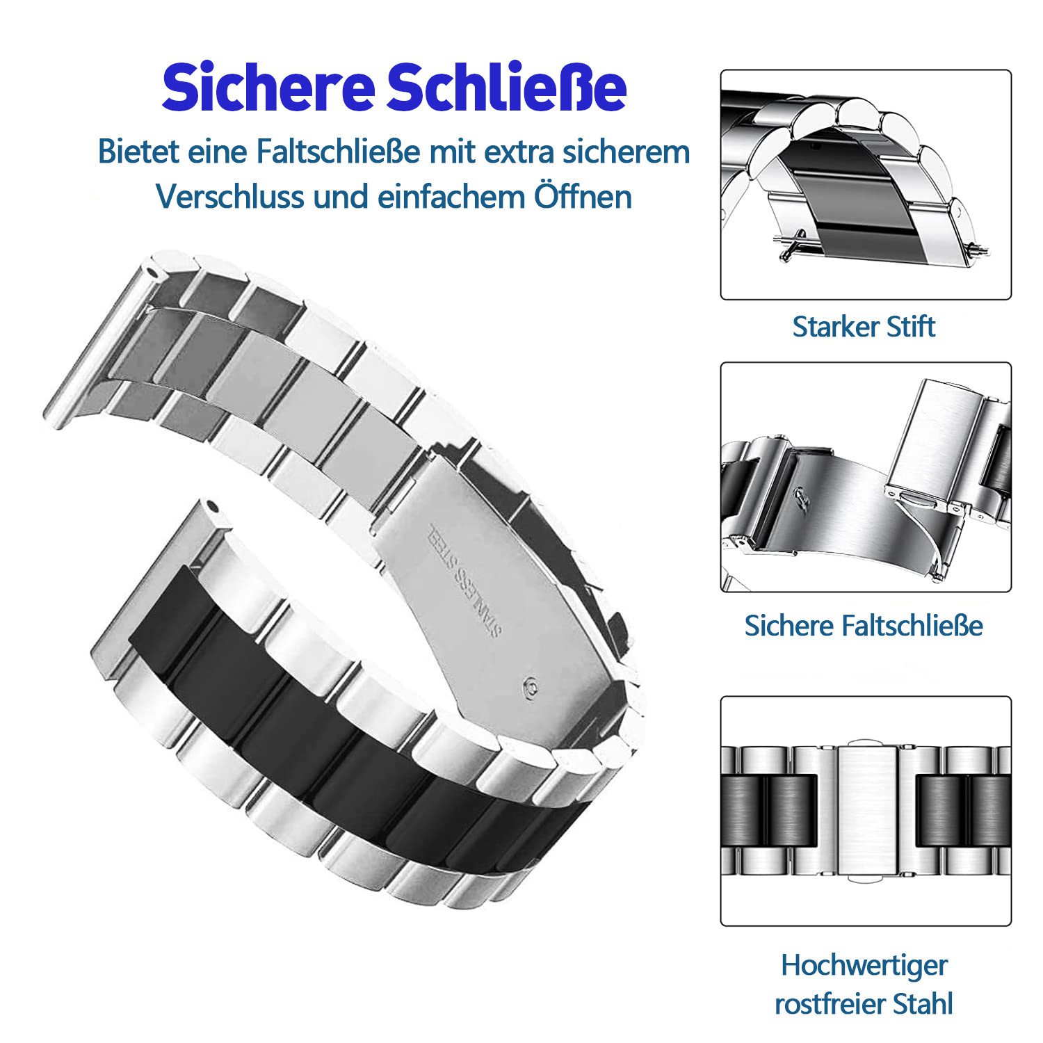 ZEUOPQ Uhrenarmband Uhrenarmband Edelstahl Uhrenarmband 22mm günstig online kaufen