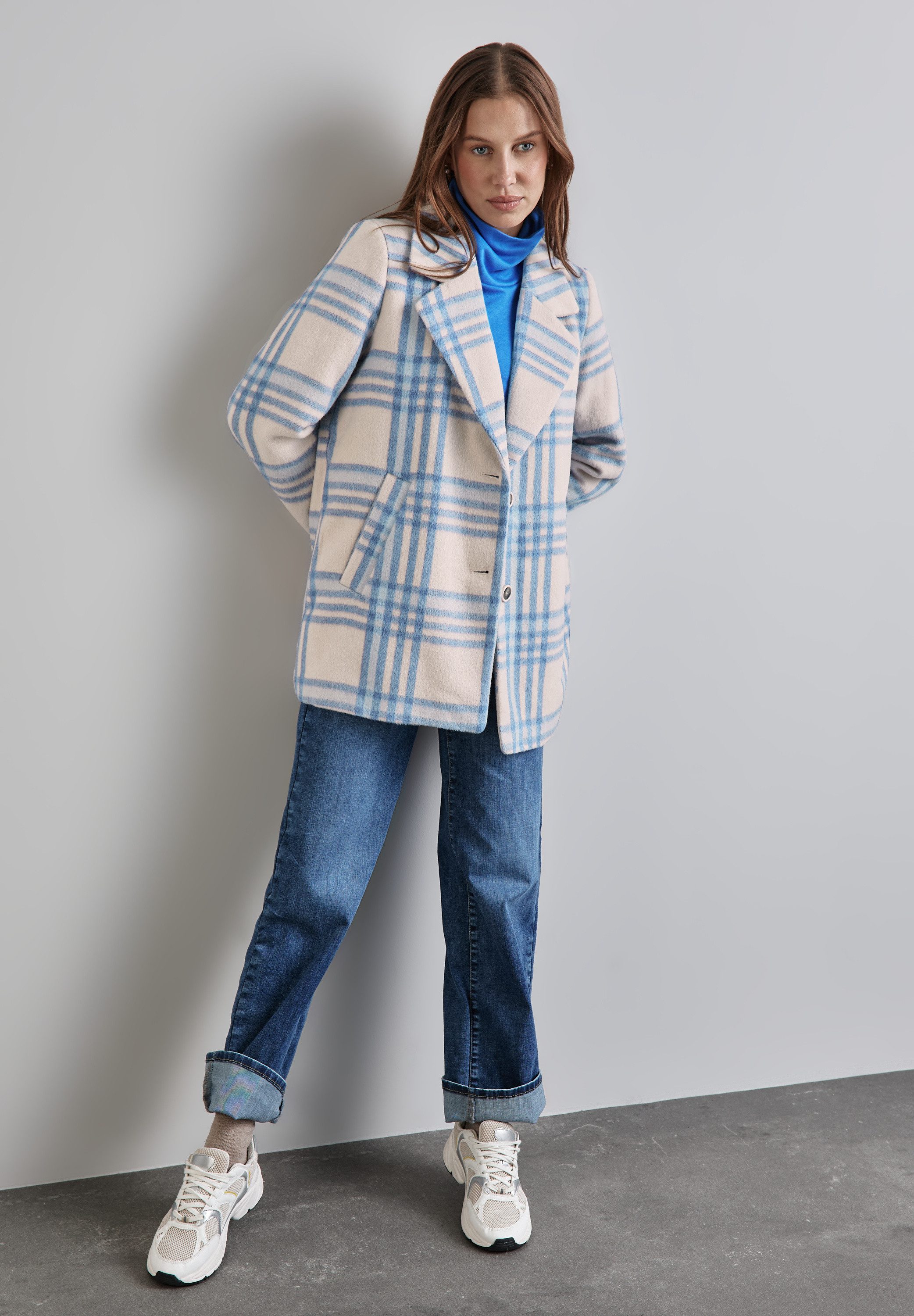 STREET ONE Cabanjacke kariert, mit Reverskragen