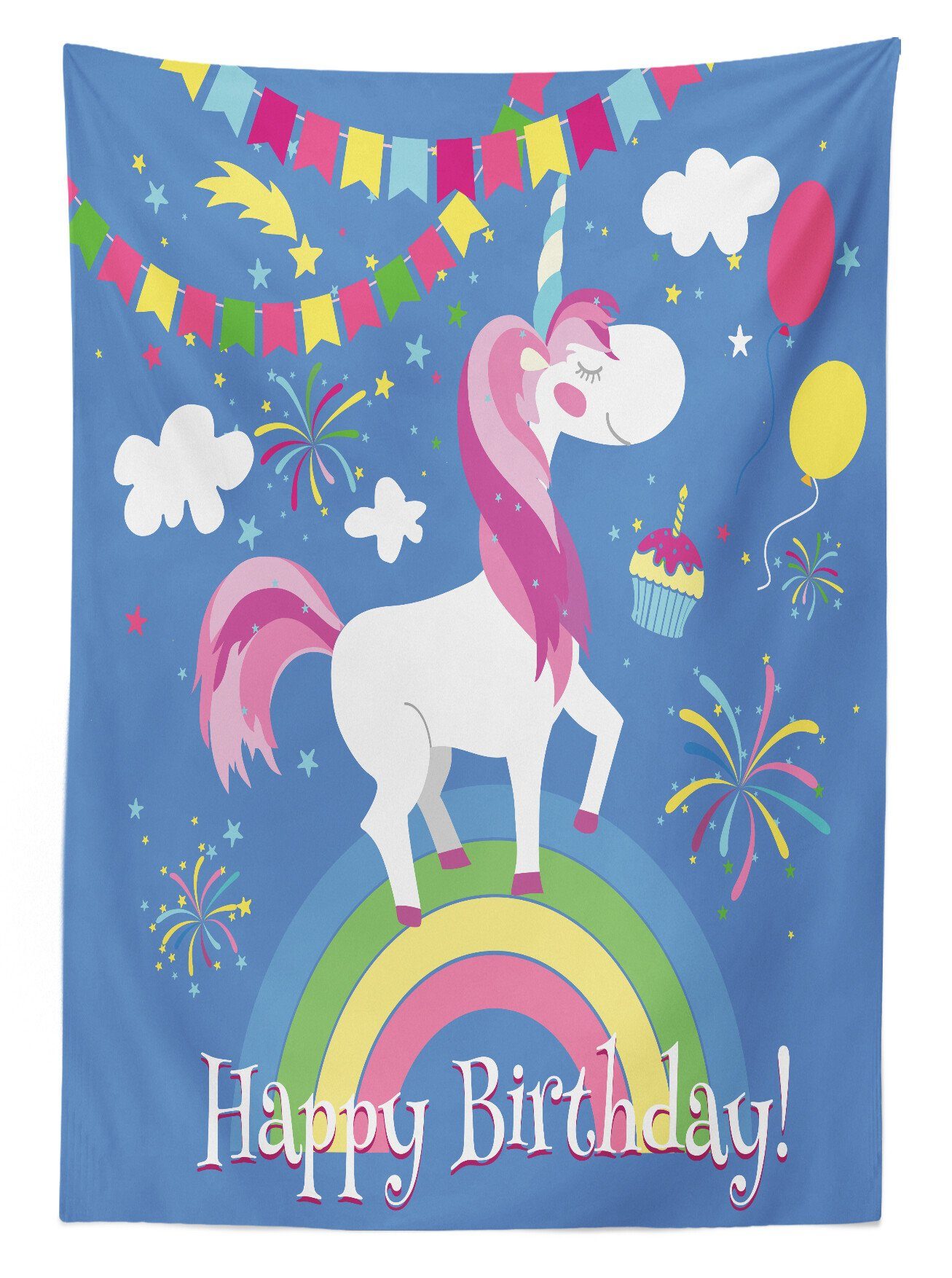 Farbfest Für Bereich Außen Klare den Geburtstags-Cartoon Farben, Unicorn-Party Waschbar geeignet Abakuhaus Tischdecke