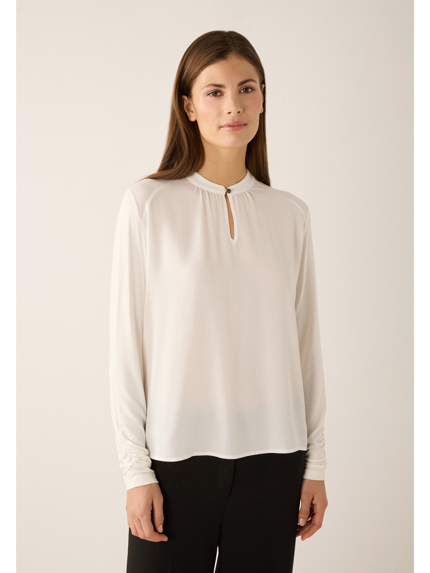 MORE&MORE Klassische Bluse feminine Shirtbluse, Materialmix günstig online kaufen