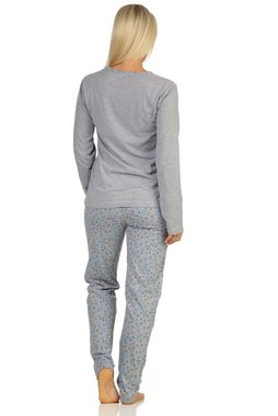 RELAX by Normann Pyjama Damen langarm Schlafanzug mit Schmetterlingen als Motiv - 112 10 714