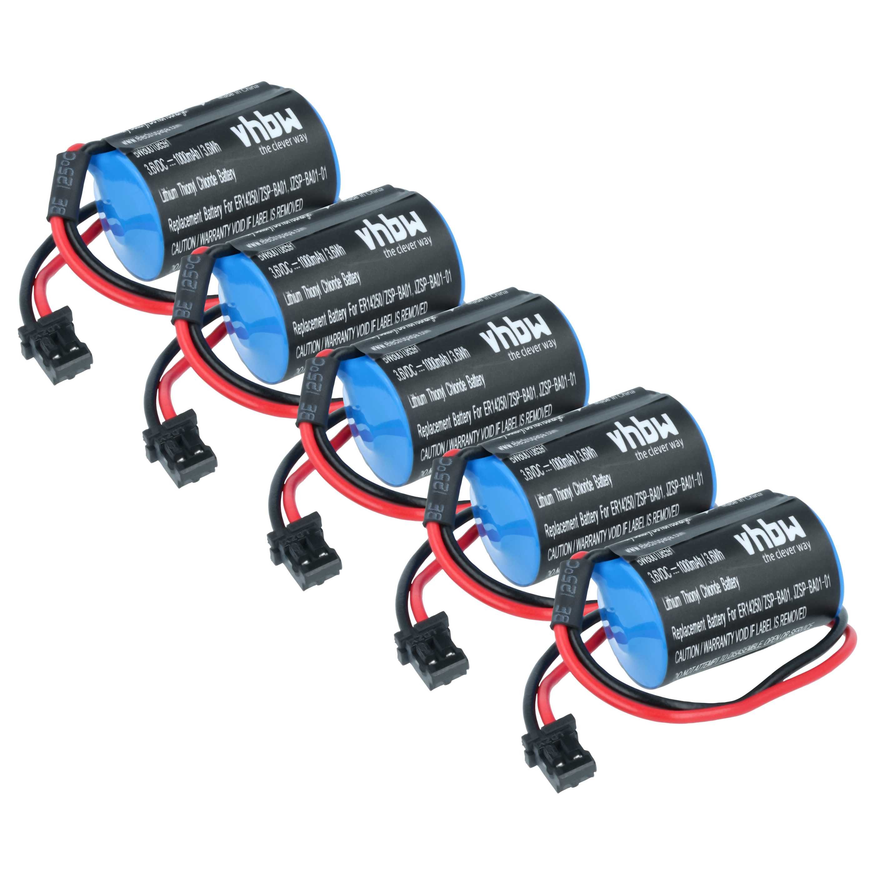 vhbw Batterie Ersatz für Omron JZSP-BA01-01, JZSP-BA01 für Elektronikgeräte Akku Batterie Li-Ion 1000 mAh (3,6 V, 5 St), Leistungsfähige Ersatz-Batterie für Industrie Controller