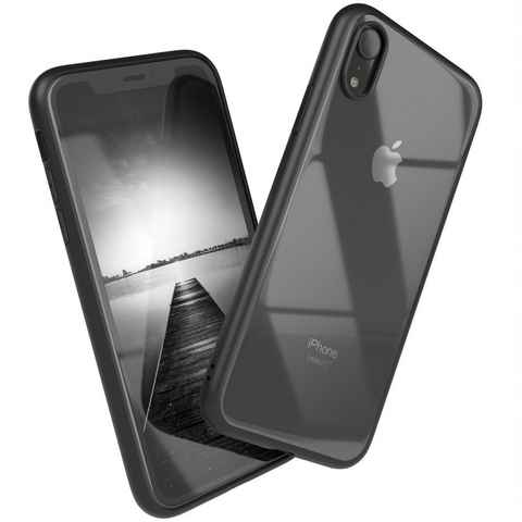 EAZY CASE Handyhülle Bumper Case für Apple iPhone XR 6,1 Zoll, Hülle Durchsichtig kratzfest Back Cover mit Displayschutz Schwarz