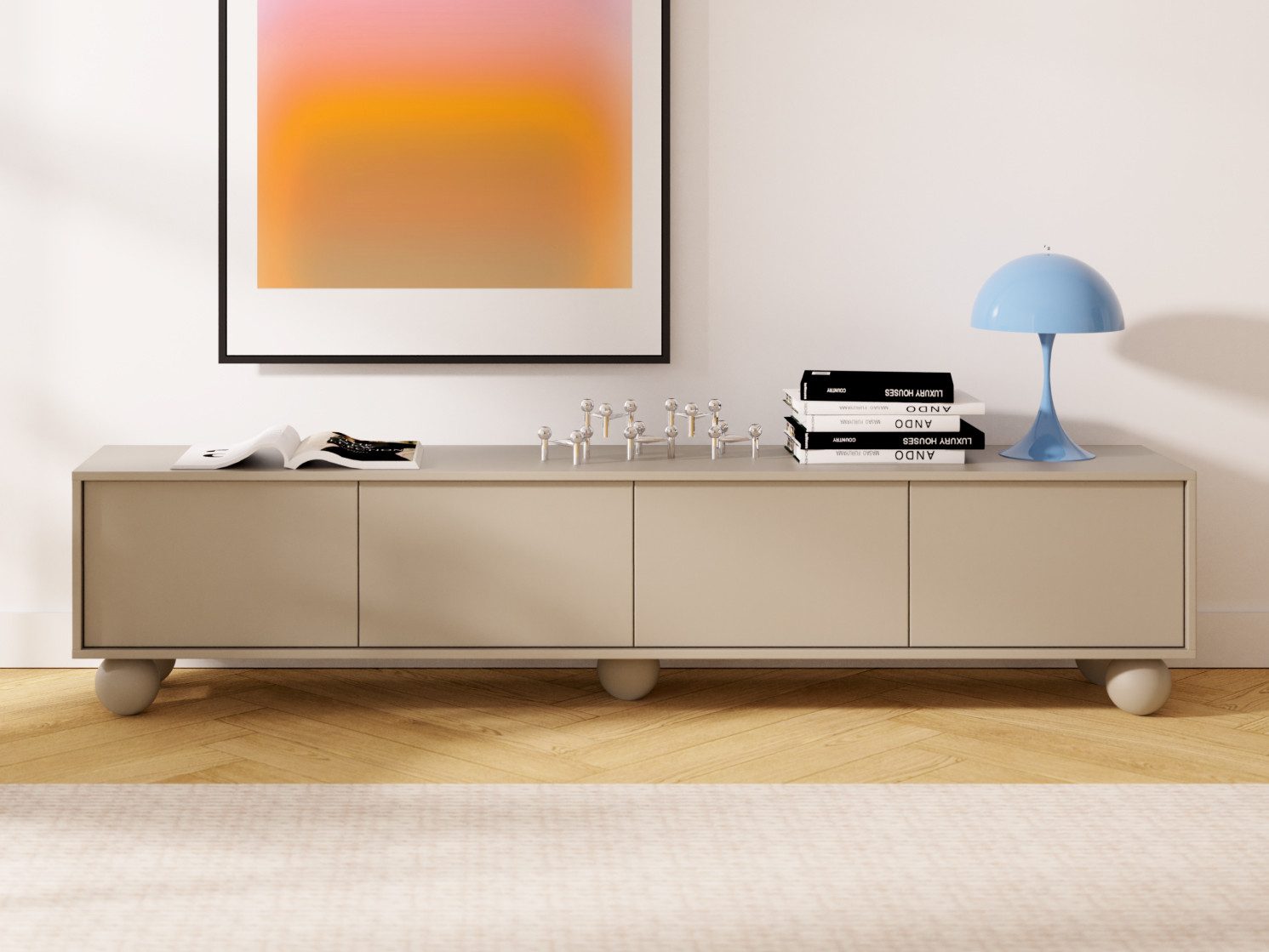 Beautysofa TV-Schrank ADEL im modernen Stil 200 cm (Push-to-Open) moderner RTV-Schrank mit Türen, Schublade und offenen Fächern