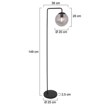 Liadomo Stehlampe Poliqua, ohne Leuchtmittel, Industrial-Style, Rauchglas, Atmosphärisches Licht, E27