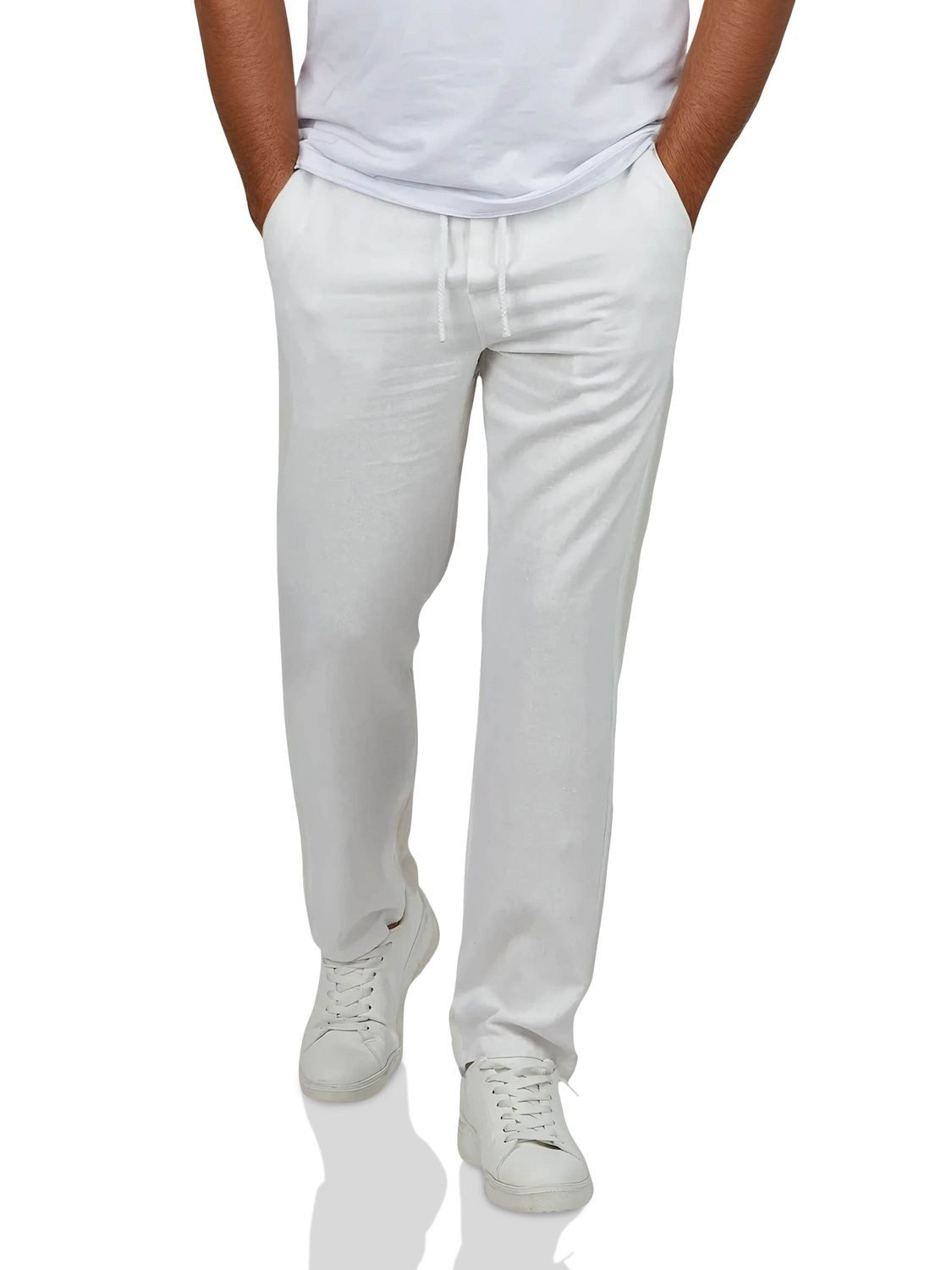 DENIMFY Chinohose Herren Freizeithose DFDylan Regular Fit Leinenhose mit Zugbandverschluss