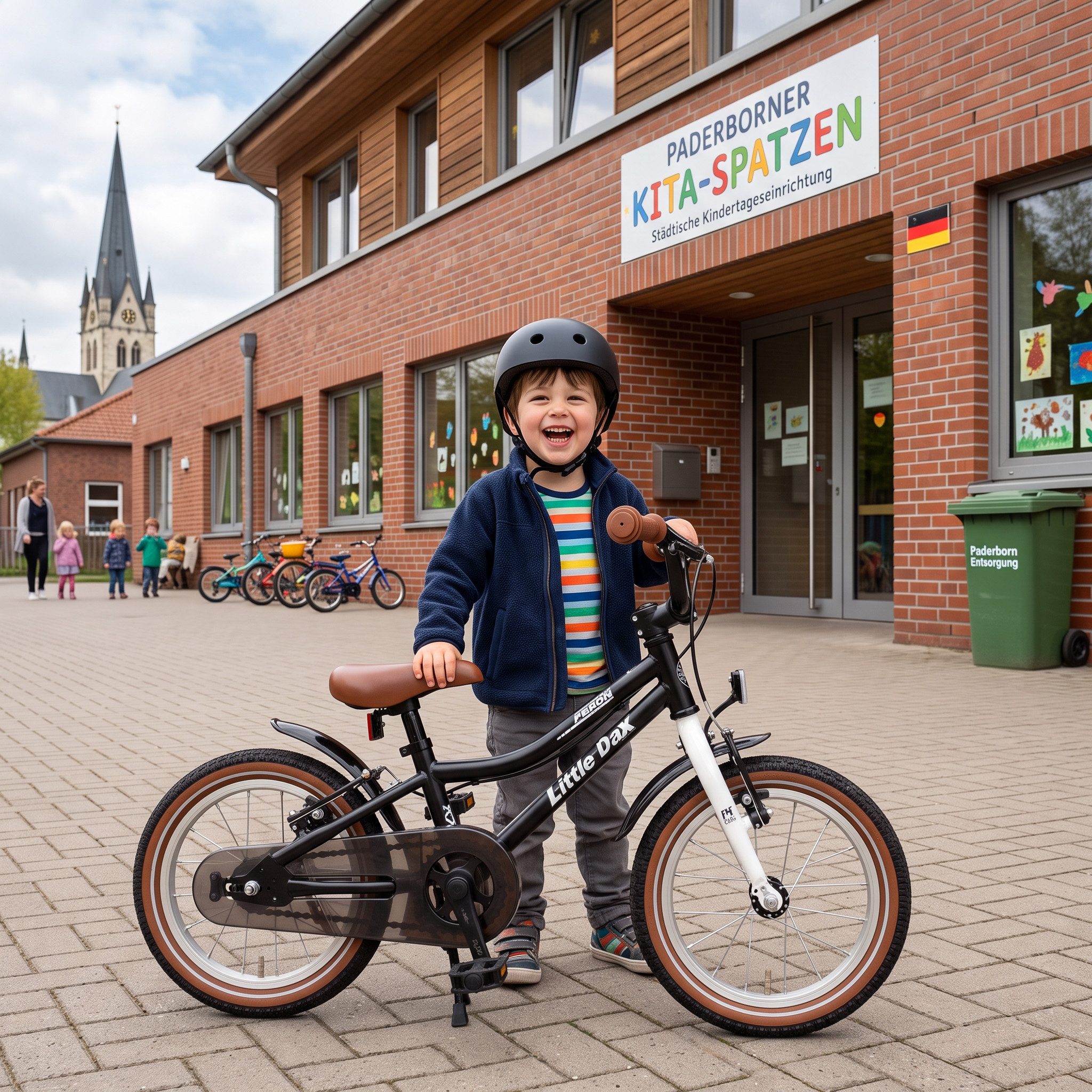 Bachtenkirch Kinderfahrrad 14 Zoll Schwarz Fahrrad für Kinder ab 3 Jahre, Sitzhöhe 43-50 cm, Schrittlänge ab ca. 41 cm, Gewicht ca. 7 kg