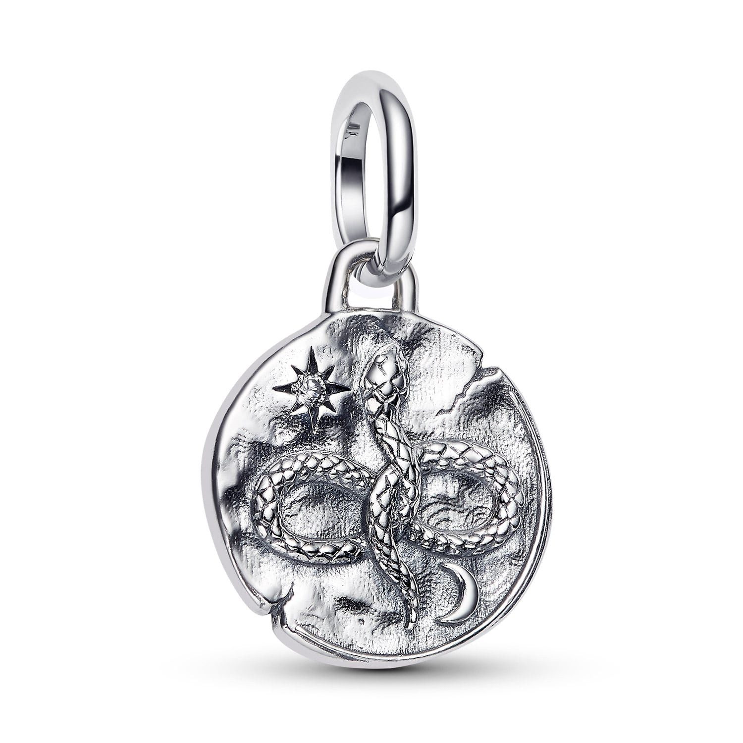 Runder Anhänger Medaillon Charm Silber Unendlichkeits-Schlange