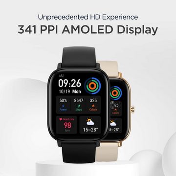 Amazfit Smartwatch (1,65 Zoll, Android iOS), Fitness Sportuhr 5 ATM wasserdicht mit GPS Schlafmonitor 12 Sportmodi