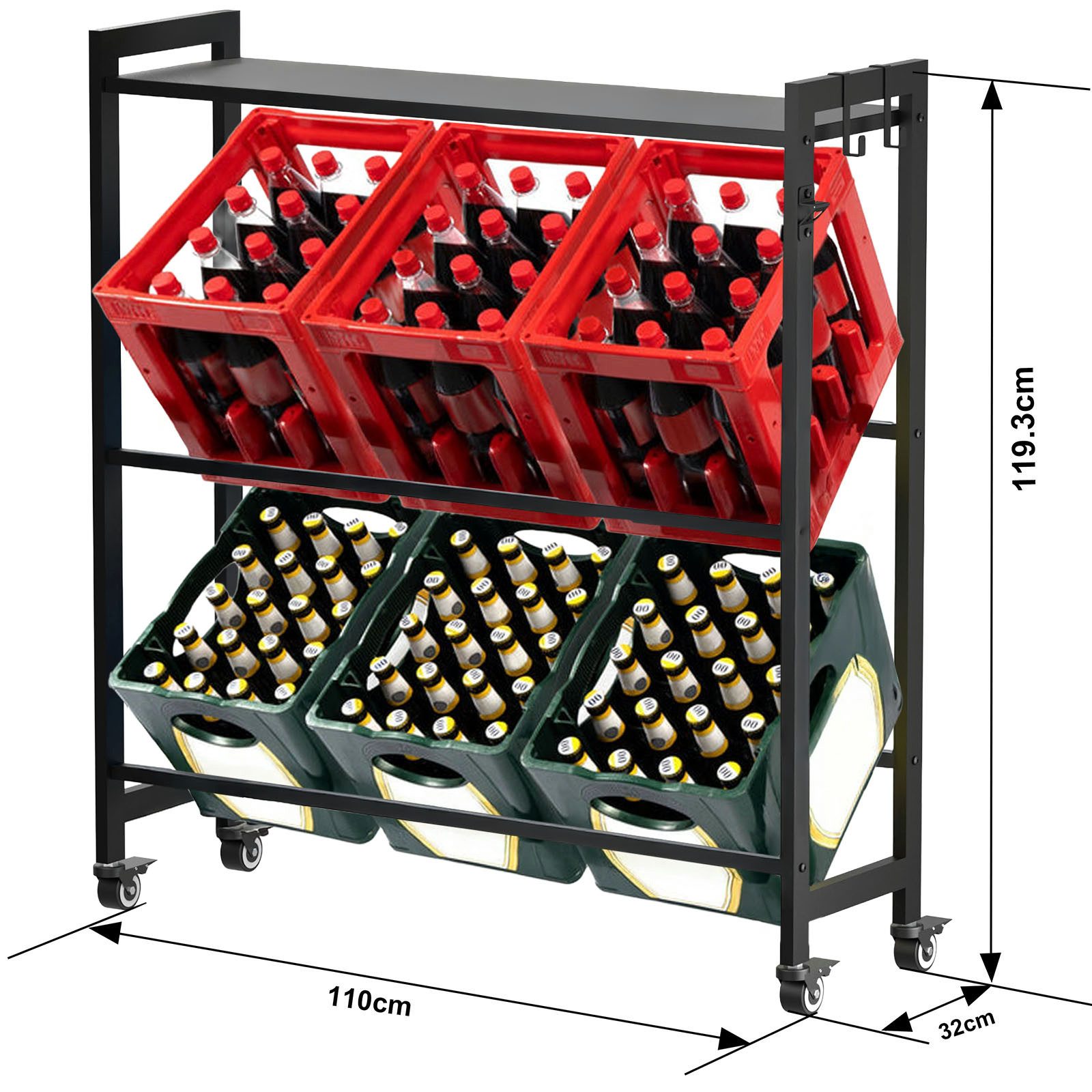 RAMROXX Flaschenregal Fahrbares Kastenregal 3-3 für günstig online kaufen