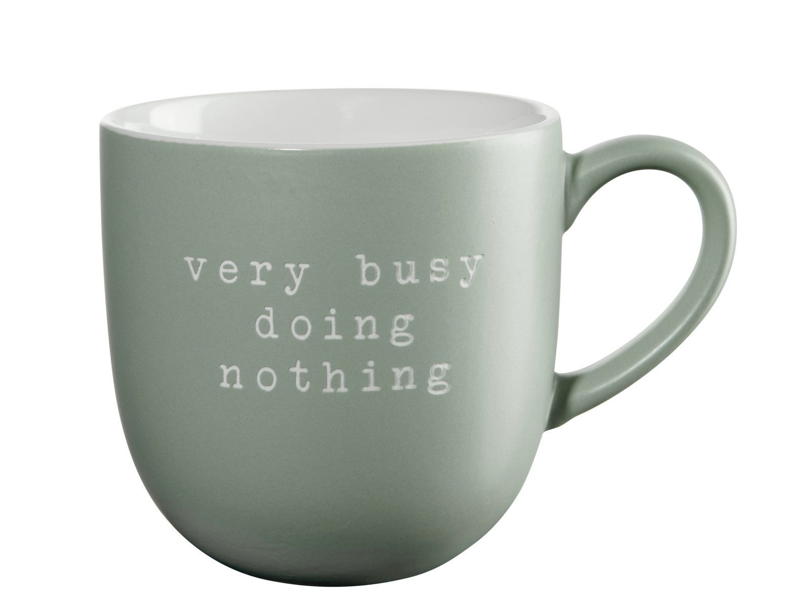 ASA SELECTION Becher Selection hey! Henkelbecher very busy doing nothing grün 0,35l, New Bone China, Geschirr