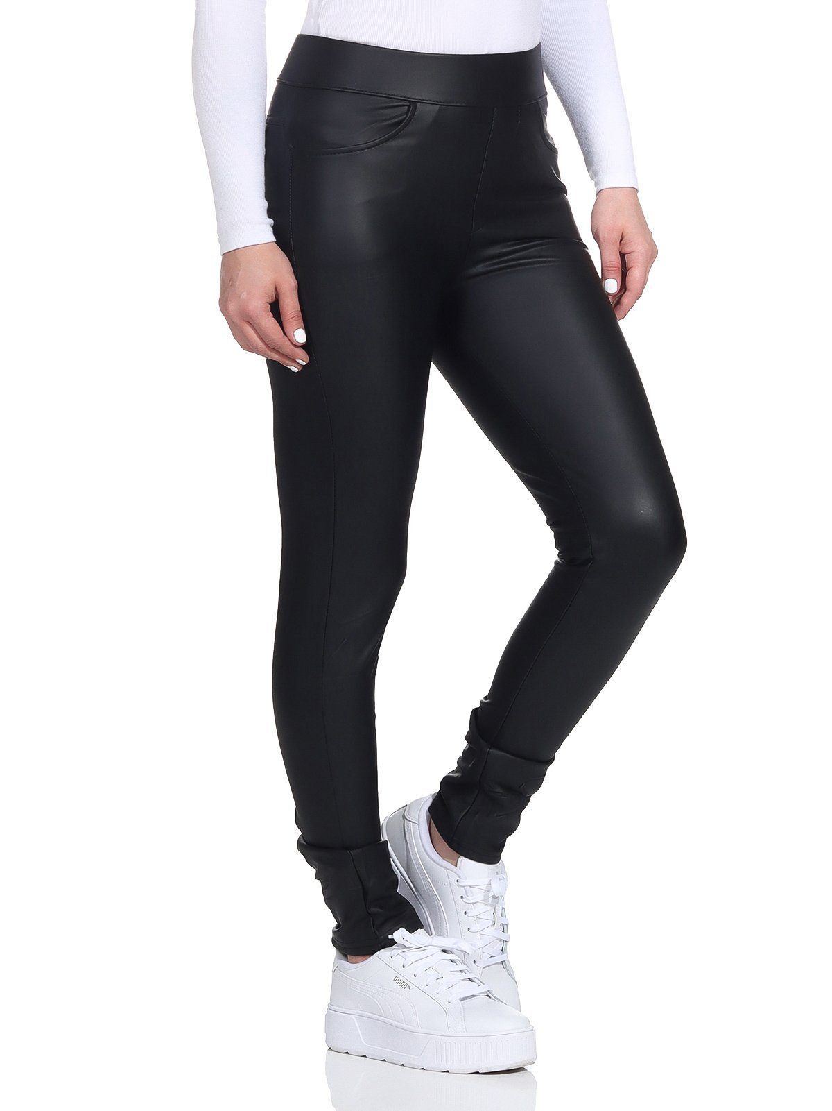 Aurela Damenmode Thermoleggings Damen Leder Hose gefütterte Leggings extra günstig online kaufen