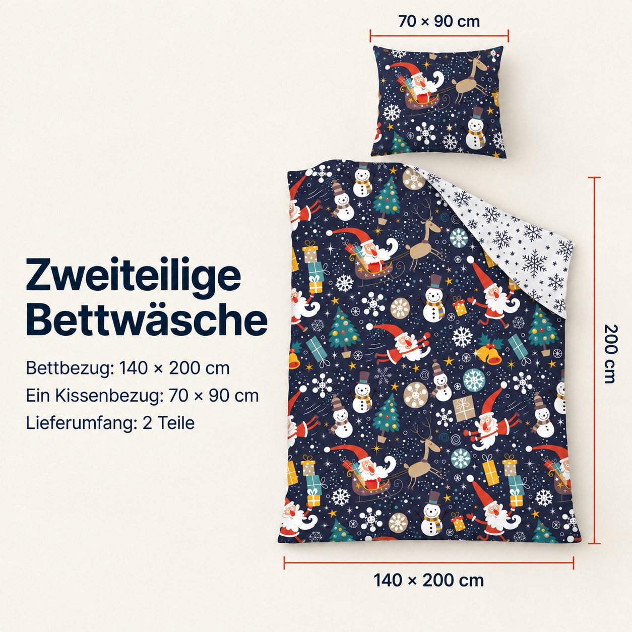 texpot Bettwäsche Schneemann Schneestern Wendebettwäsche Garnitur, 2 teilig