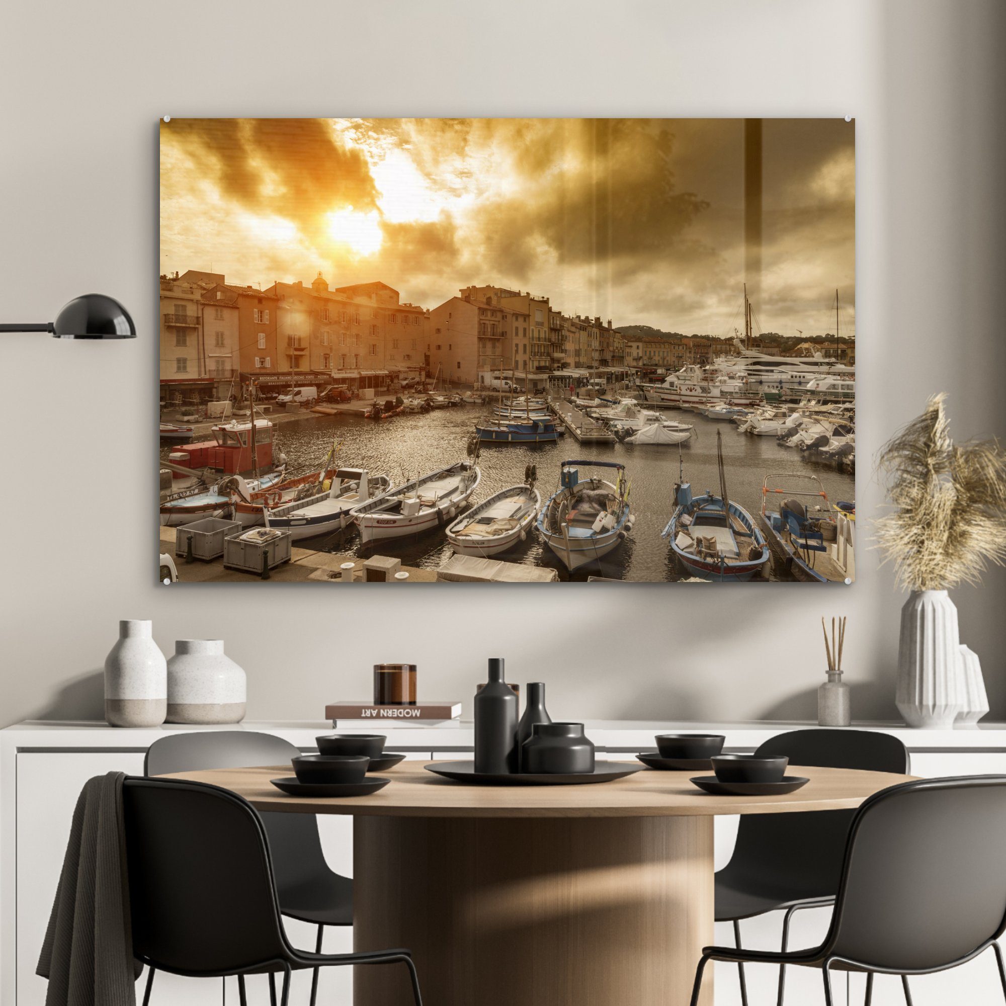 Acrylglasbilder (1 Acrylglasbild MuchoWow Himmel Frankreich, Oranger in St), über Saint-Tropez & Wohnzimmer Schlafzimmer