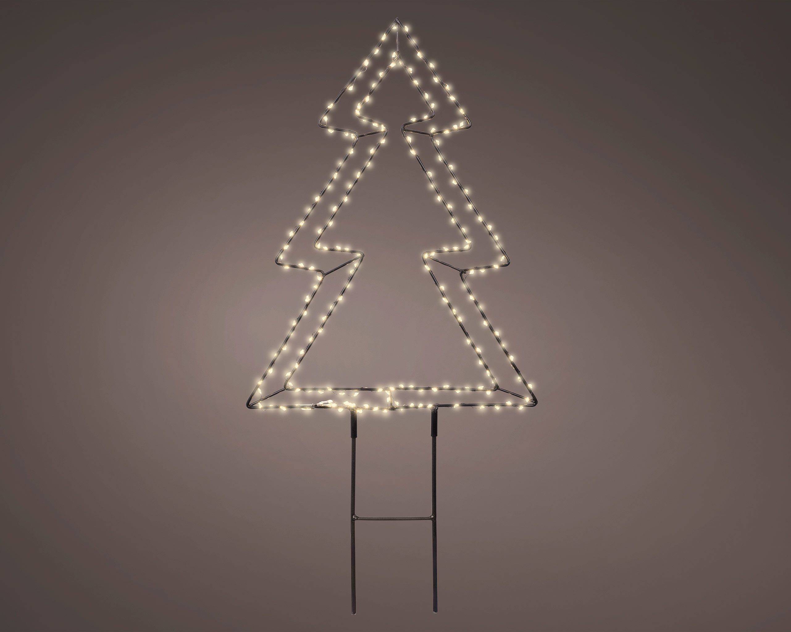 Lumineo Gartenstecker LED Gartenstecker Weihnachtsbaum Outdoor 40cm Metall Schwarz Warmweiß