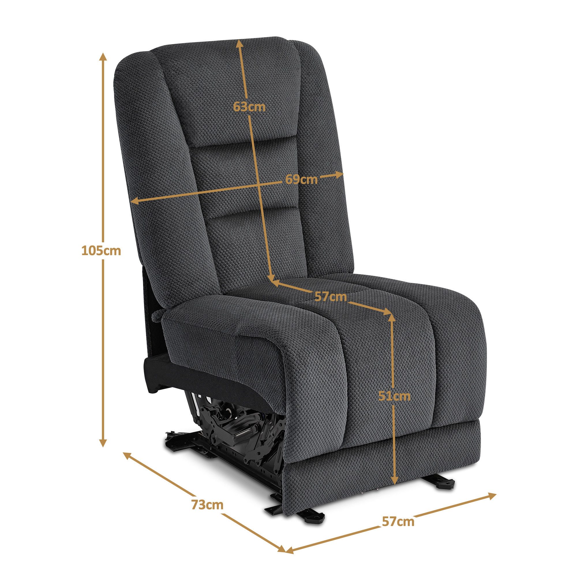 MCombo Sofa M MCombo Mittelsitz für Elektrisch 2 Sitzer Sofa 2S-7009/7009M2 (Grau)