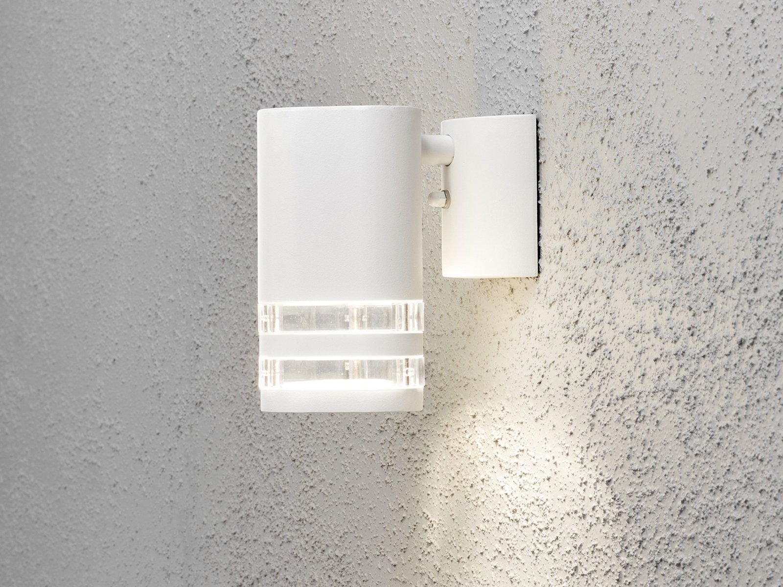 KONSTSMIDE LED Außen-Wandleuchte, LED wechselbar, warmweiß, Fassadenbeleuchtung Carport & Haus-wand beleuchten, Weiß Höhe: 15,5cm