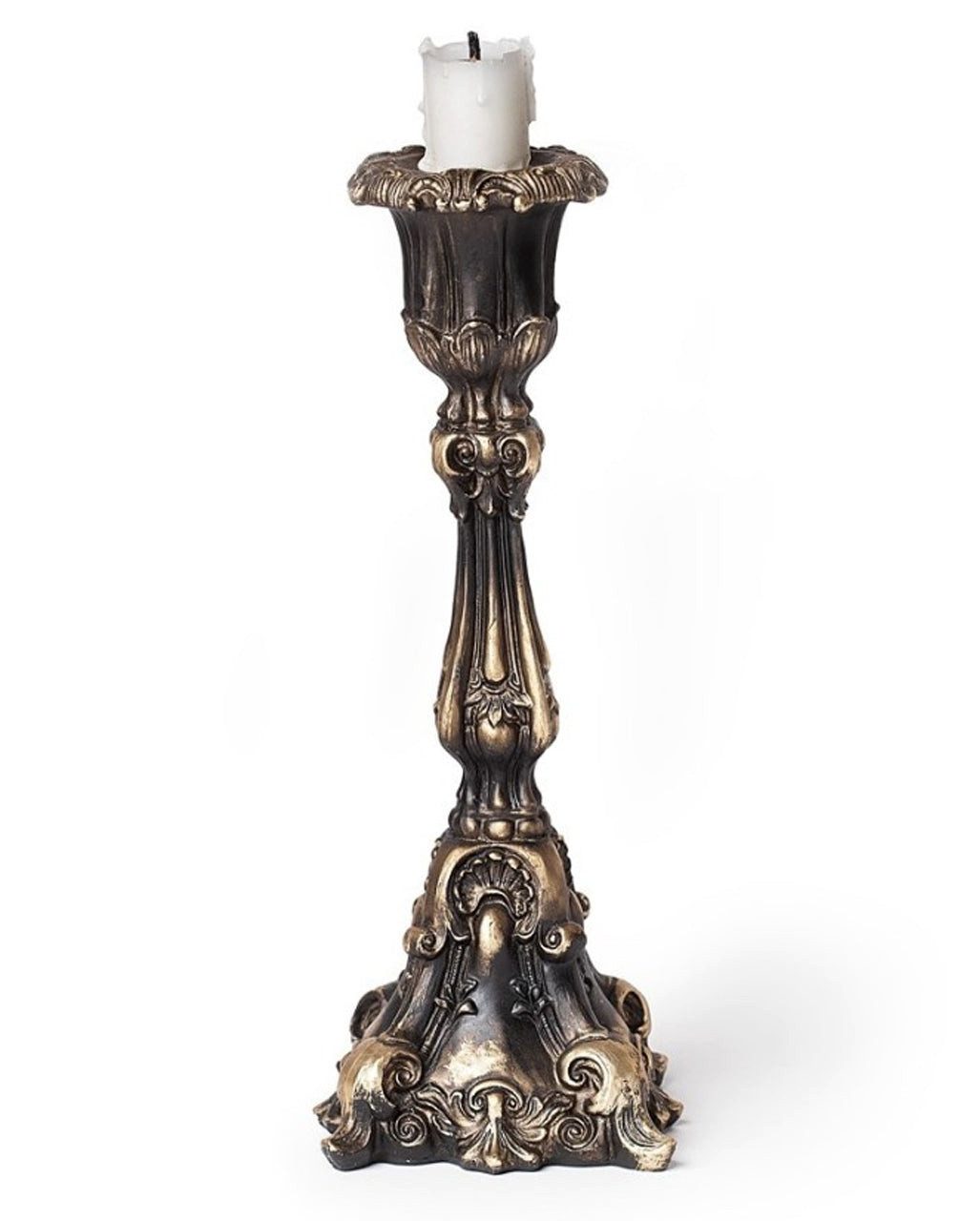 Horror-Shop Dekofigur Exquisit, Goldglänzender Gothic Barock Kerzenständ