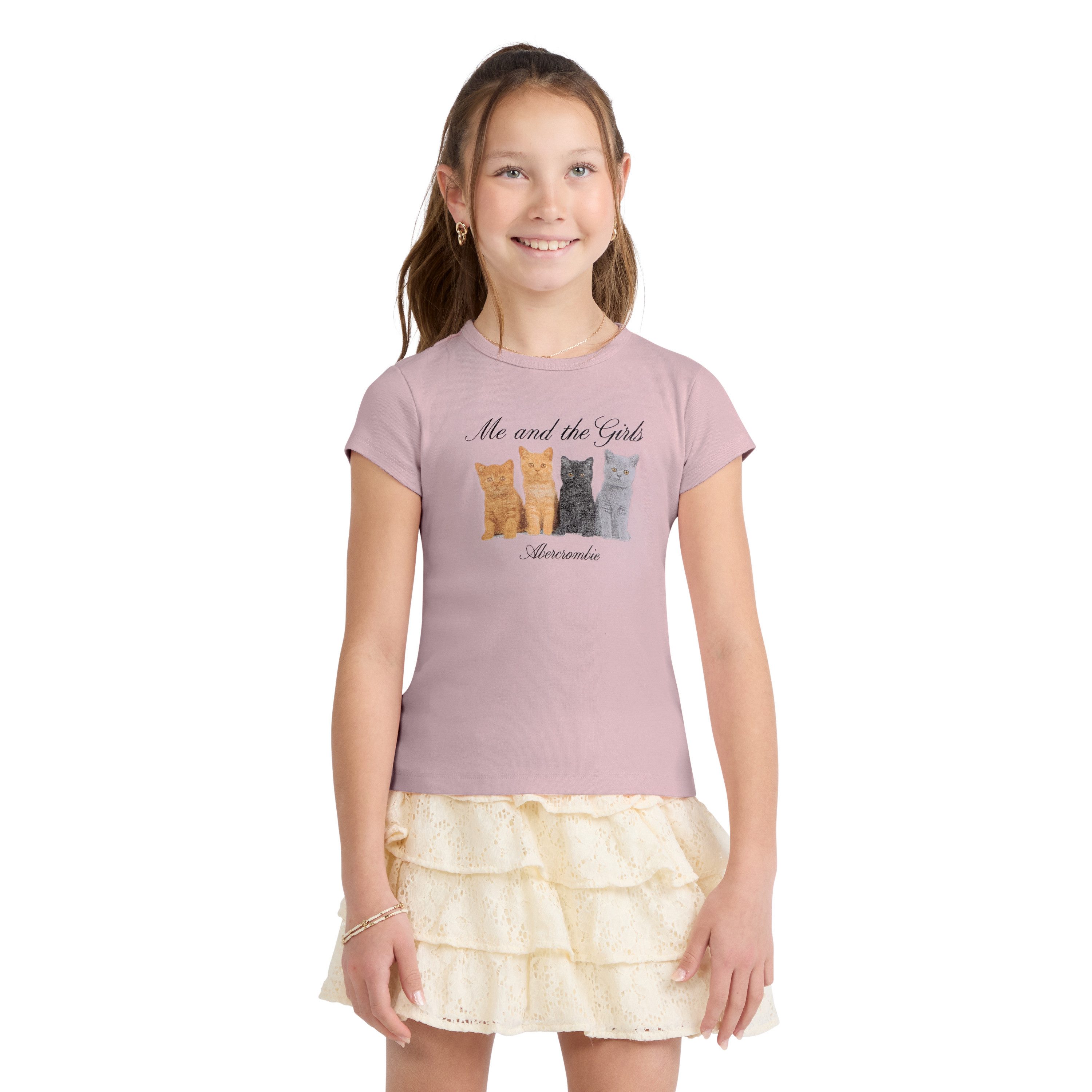 Abercrombie Kids T-Shirt AFG ME & THE GIRLS BABY TEE mit Katzen-Print, für Girls