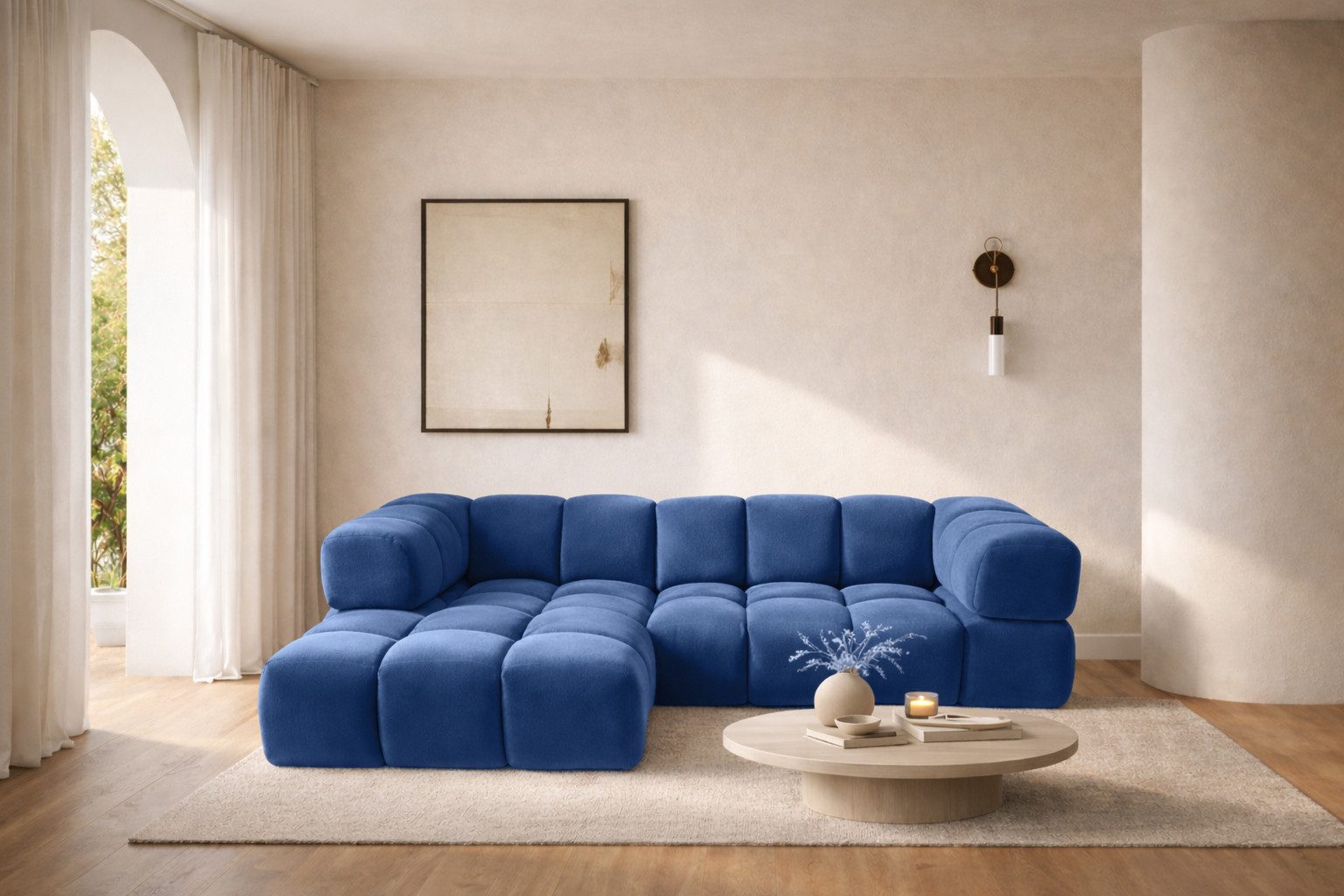 Kaiser Möbel Ecksofa luxuriöses Velours-Sofa im Stoff Bluvel modernes AVERRO, Premium-Velours Bluvel,Weiche abgerundete „Bubble“-Formen