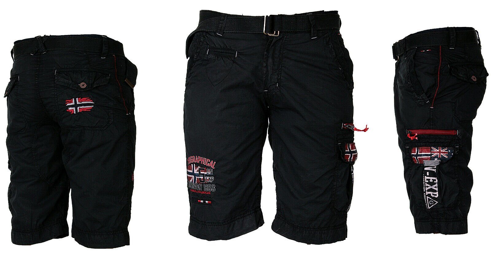 Geographical Norway Шорты Herren Cargo Шорты kurze Hose Short Bermuda knielang Parodi + Gürtel