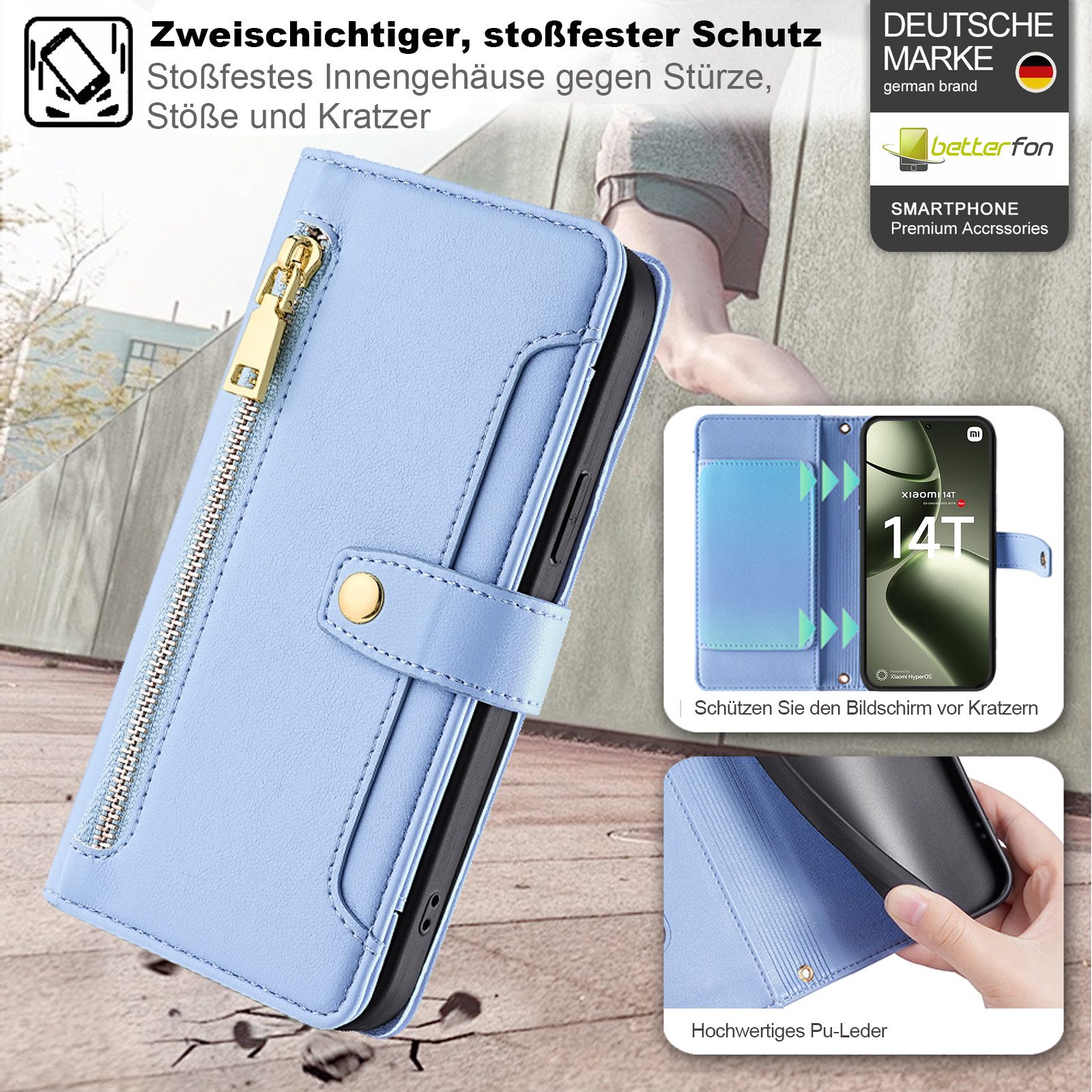 betterfon Handykette mit Portemonnaie für Redmi Note 15 Pro+ - Hülle mit 2 Ketten, Hände frei – mit Silikonhülle & Schnur für flexiblen Alltag