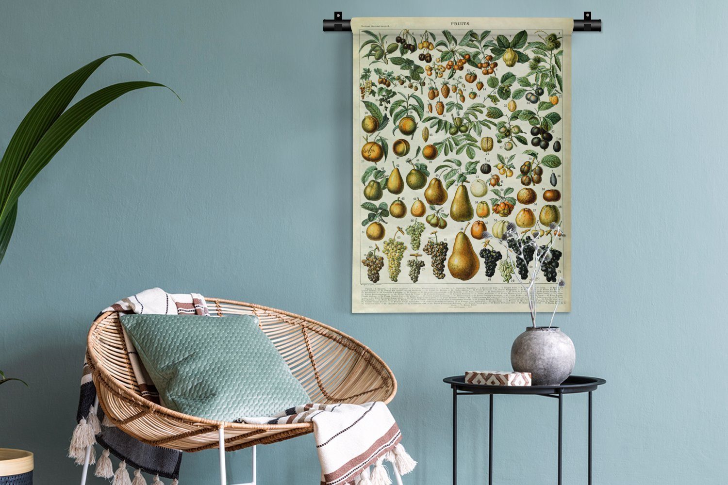 Wanddekoobjekt - Schlafzimmer - Deko MuchoWow Adolphe - Tapisserie, Jahrgang Obst der Birne für Wohnzimmer, Millot - Wand, Trauben, an