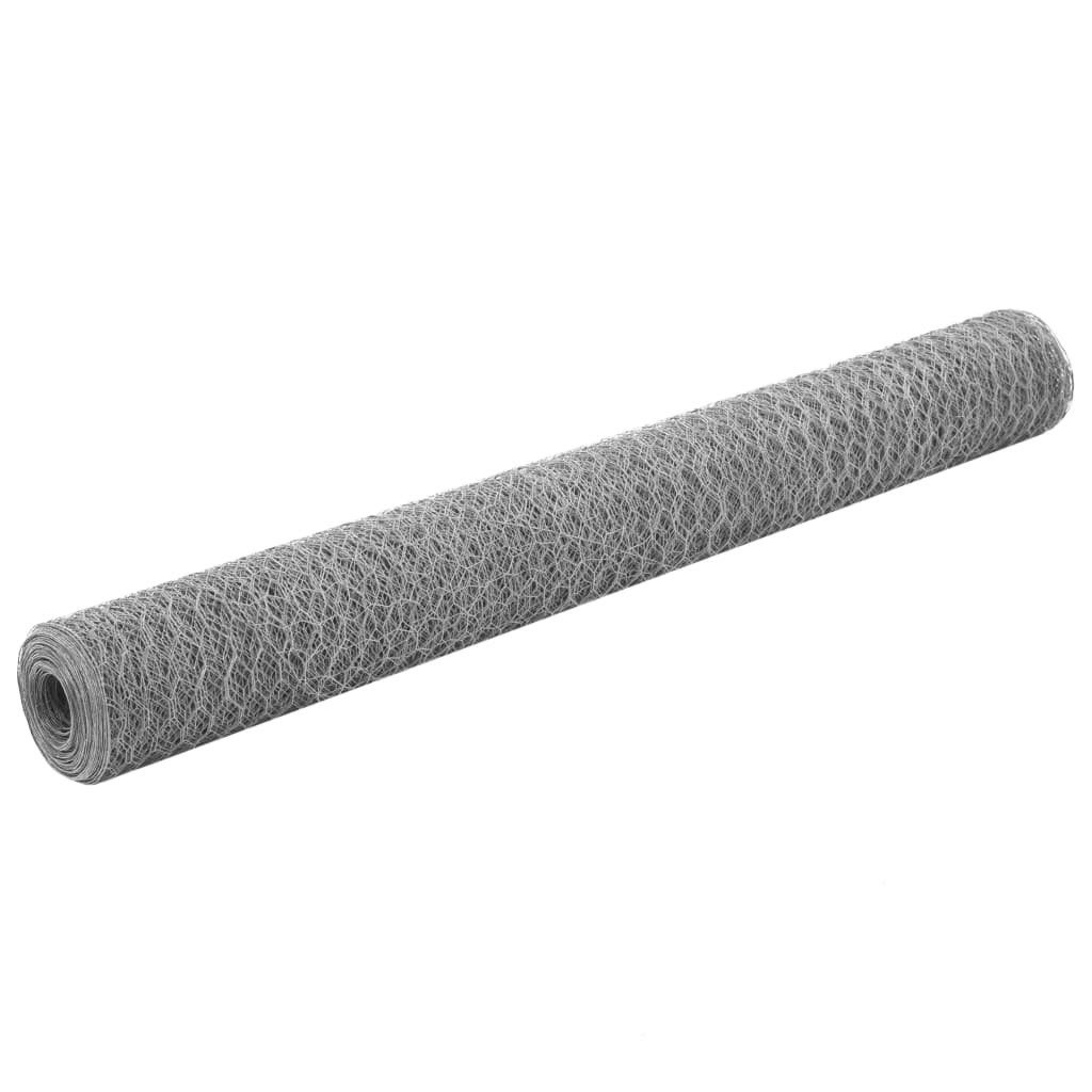 vidaXL Gartenzaun Drahtzaun Verzinkter Stahl 25x1,2 m Silbern, (1-St)