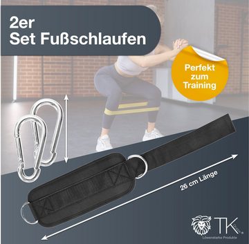 Sportyfits® Fußtrainer 2er Fußschlaufen Set - schwarz mit Klettverschluss Footstraps (Packung, 2-St., 2x Fußschlaufen), Justierbar / Klettverschluss / Karabiner