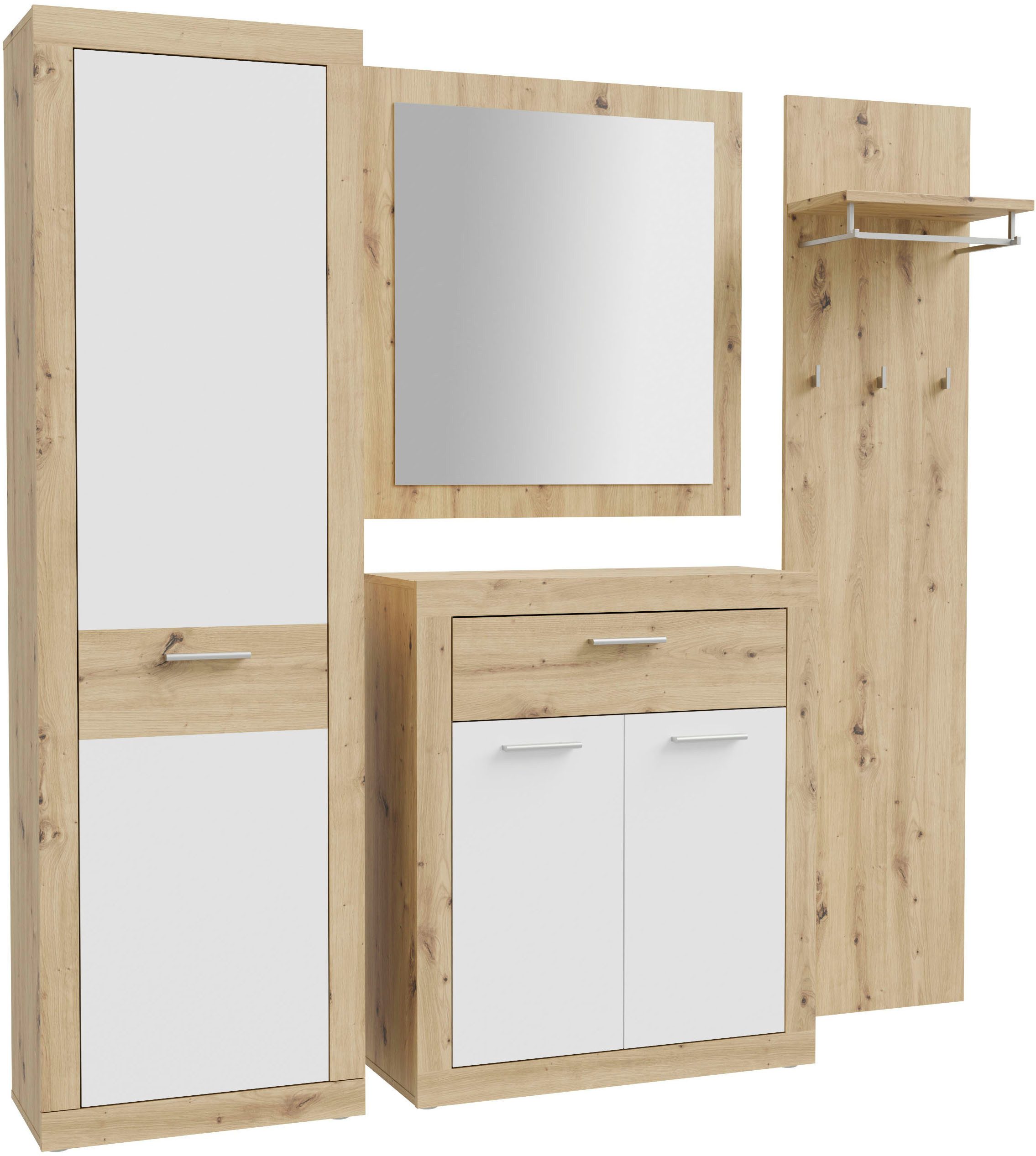 FORTE Garderobenpaneel Baccio (Kombinierbar mit 14164136, 27097631, 93072840), Panell, Kleiderstange, Haken, Kleine Flure