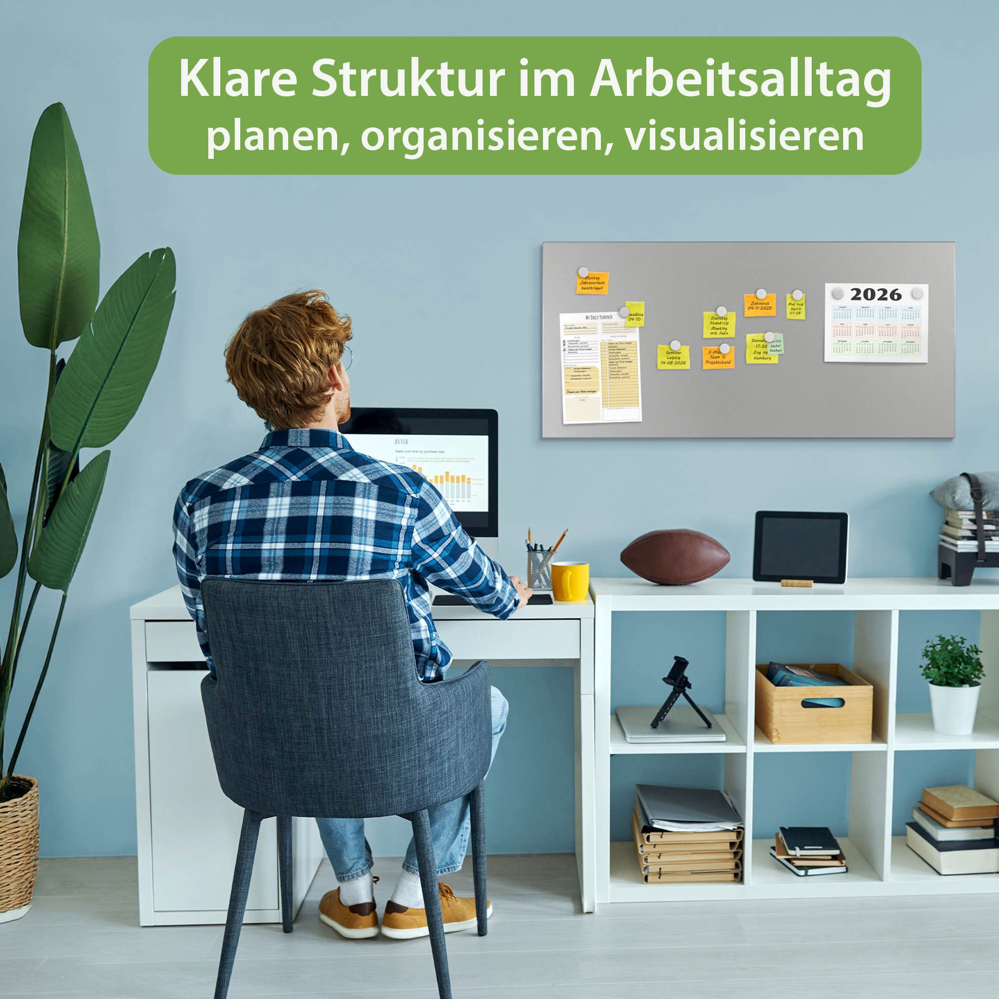 banjado Magnettafel aus Metall 78x37cm in schwarz, weiß oder grau, (mit Montagematerial und Magneten), magnetisch